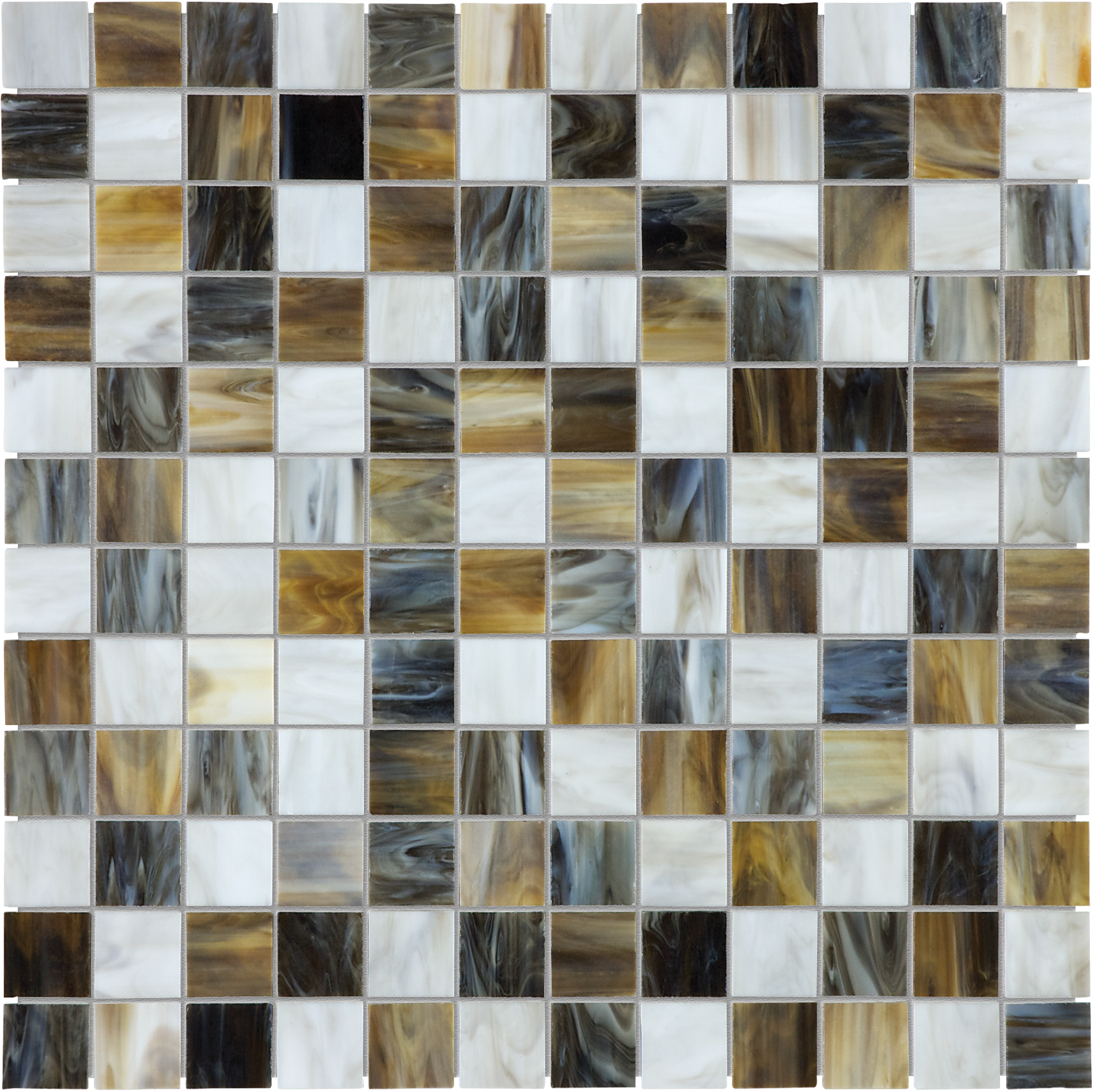 corallo straight stack 1x1-inch pattern fused glass mosaic from baroque anatolia collection distributed by surface group international glossy finish rounded edge mesh shape