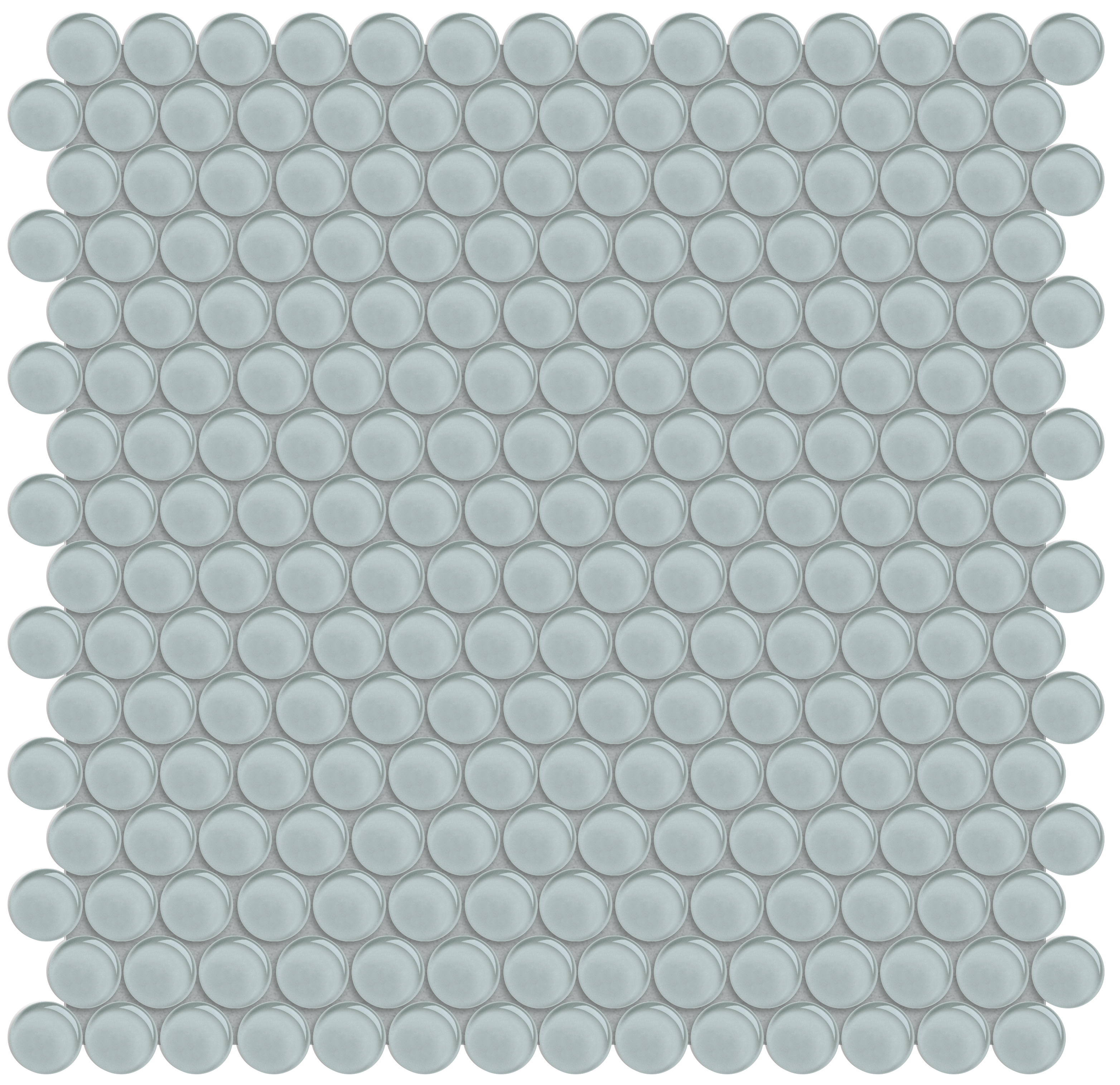 cloud penny round pattern fused glass mosaic from element anatolia collection distributed by surface group international glossy finish rounded edge mesh shape