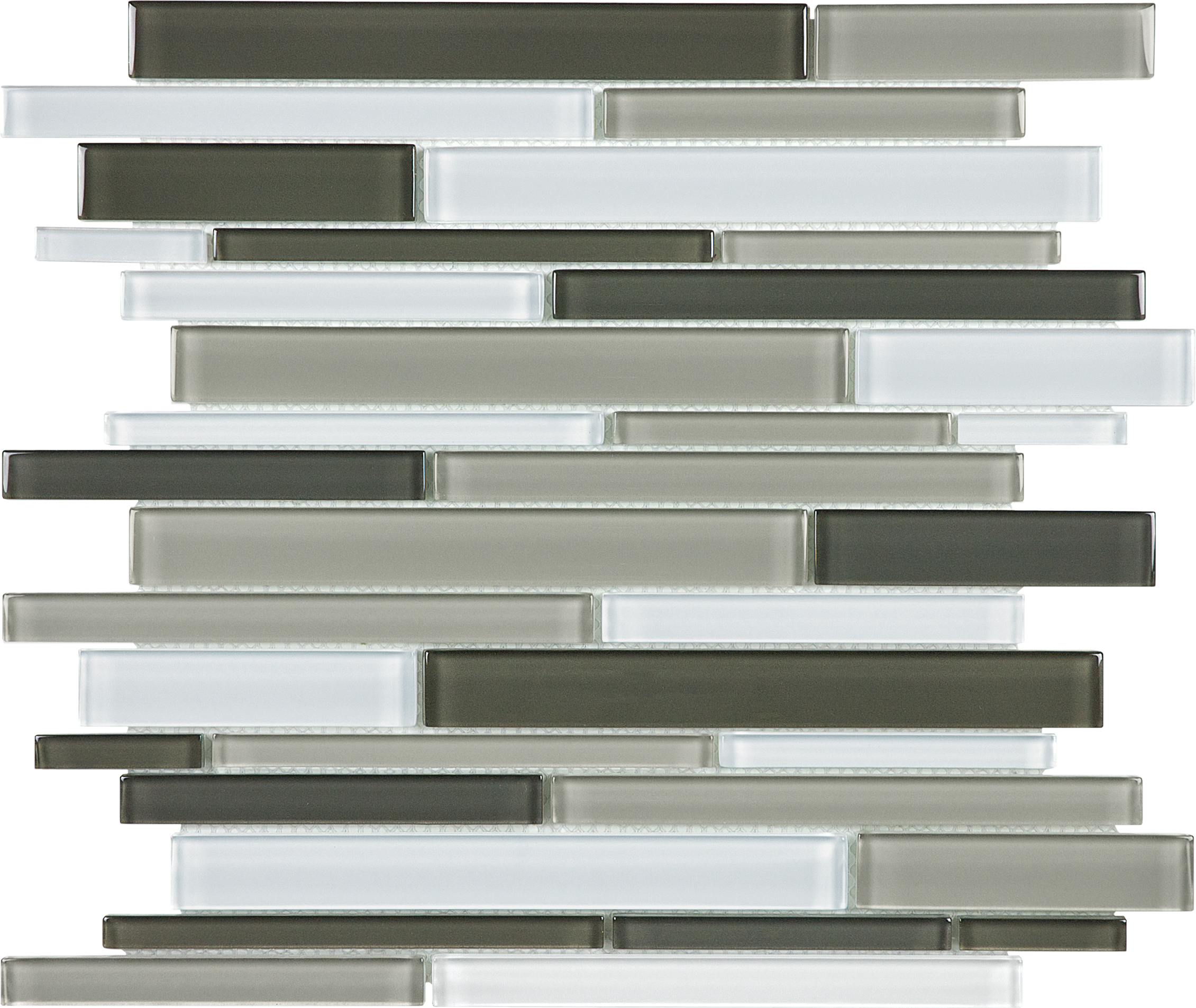 mineral random strip pattern fused glass mosaic glass blend from element anatolia collection distributed by surface group international glossy finish rounded edge mesh shape