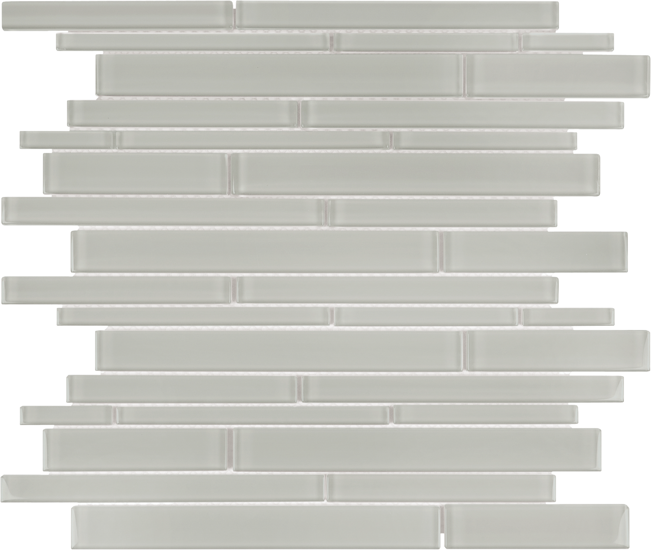 mist random strip pattern fused glass mosaic from element anatolia collection distributed by surface group international glossy finish rounded edge mesh shape