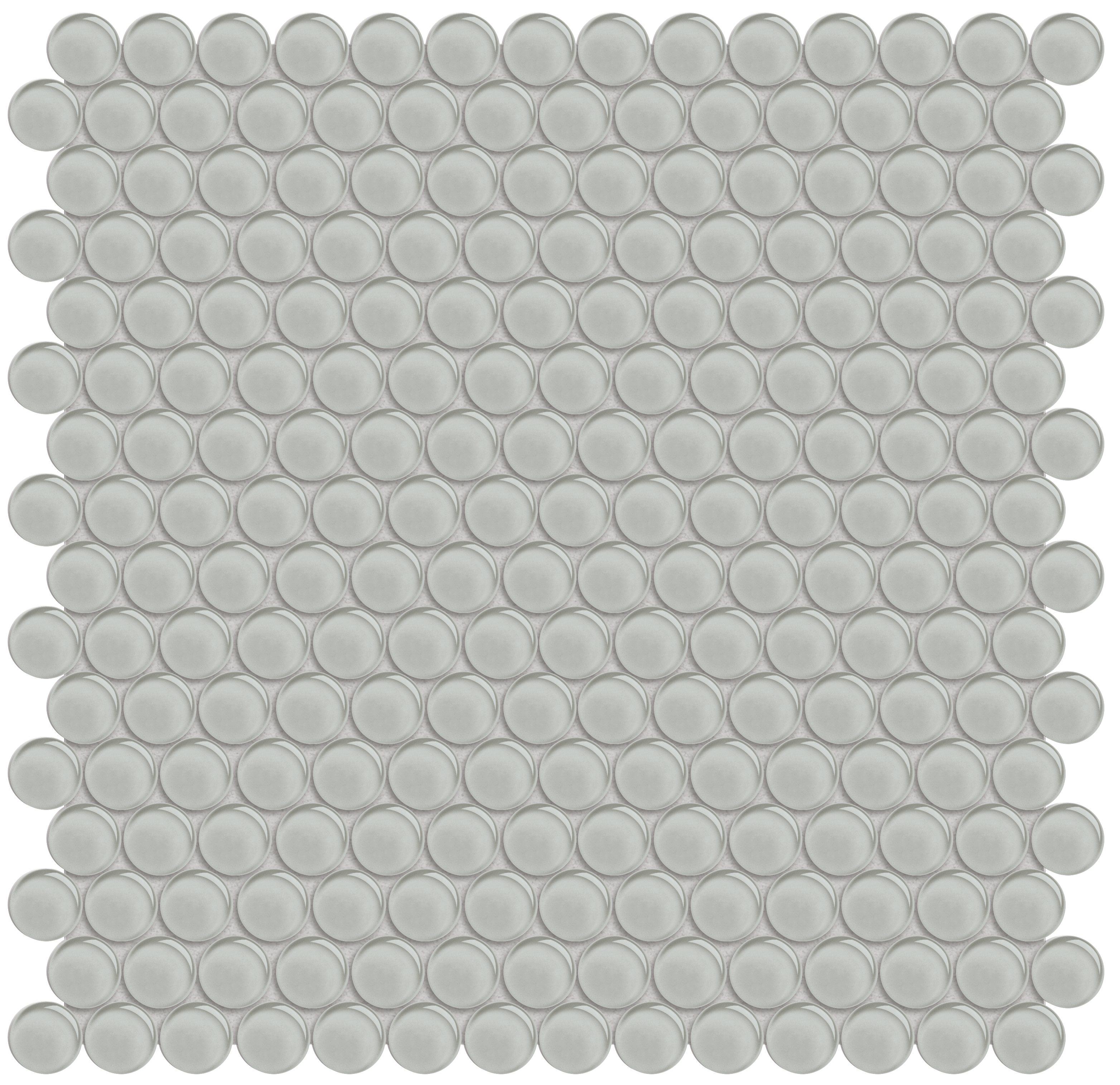 mist penny round pattern fused glass mosaic from element anatolia collection distributed by surface group international glossy finish rounded edge mesh shape