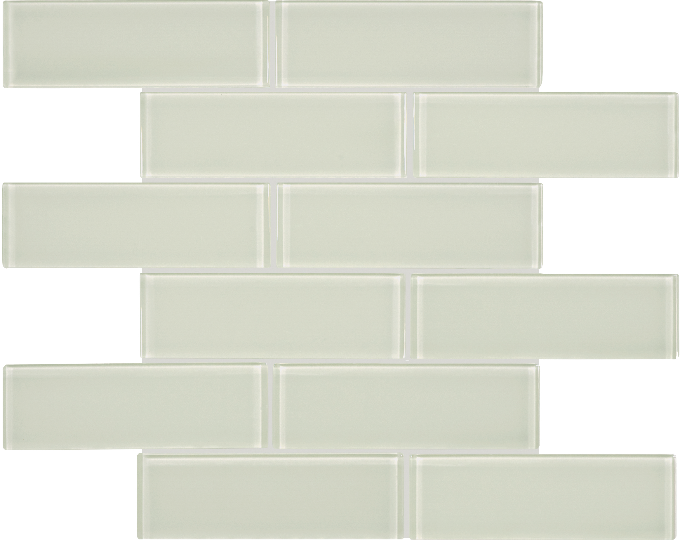 sand brick offset 2x6-inch pattern fused glass mosaic from element anatolia collection distributed by surface group international glossy finish rounded edge mesh shape