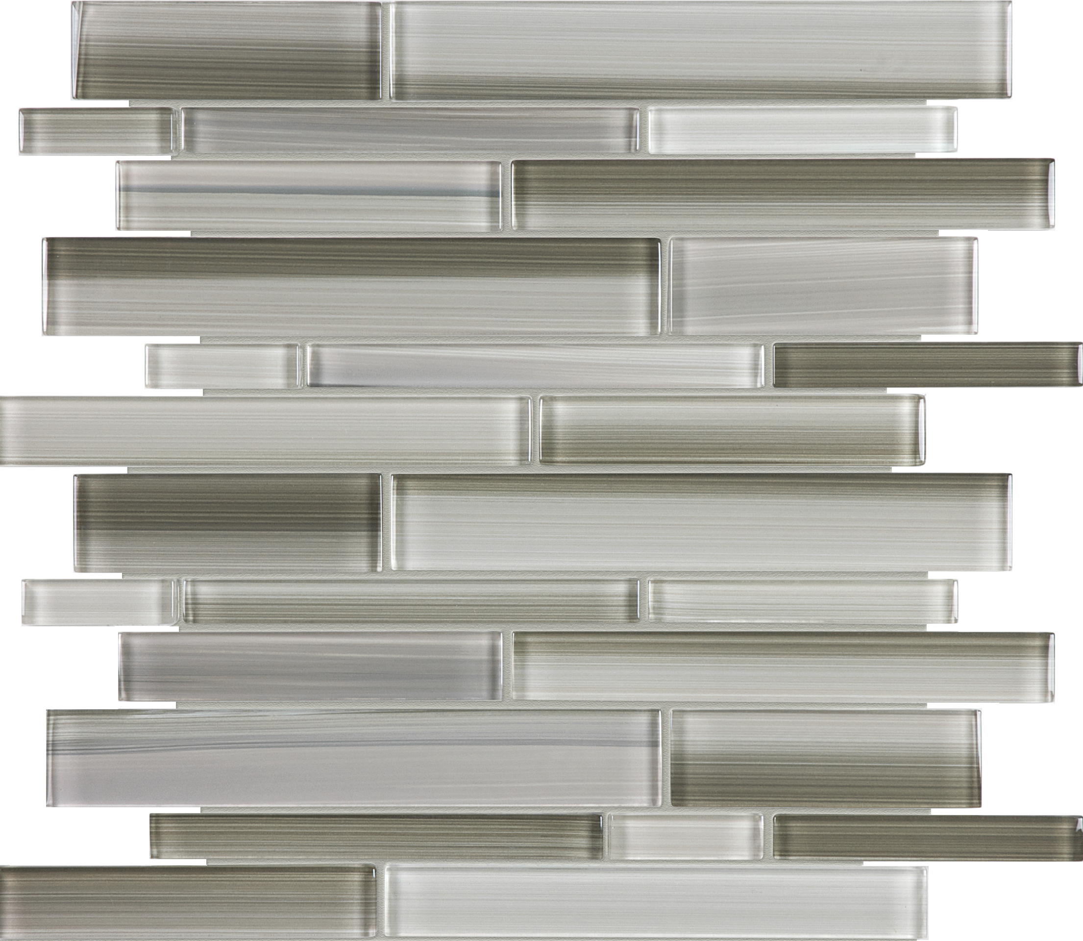 clay random strip pattern fused glass mosaic from fusion anatolia collection distributed by surface group international glossy finish rounded edge mesh shape