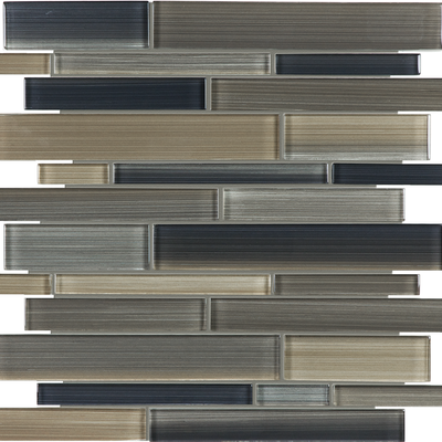 rock random strip pattern fused glass mosaic from fusion anatolia collection distributed by surface group international glossy finish rounded edge mesh shape