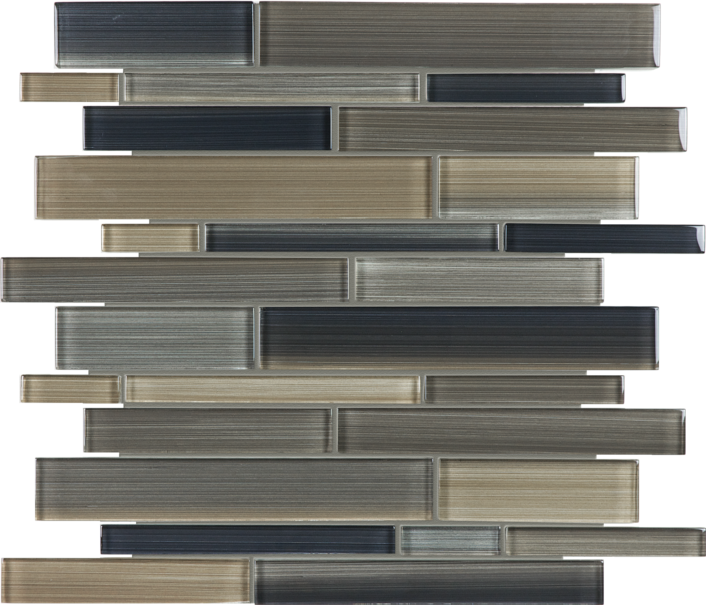 rock random strip pattern fused glass mosaic from fusion anatolia collection distributed by surface group international glossy finish rounded edge mesh shape