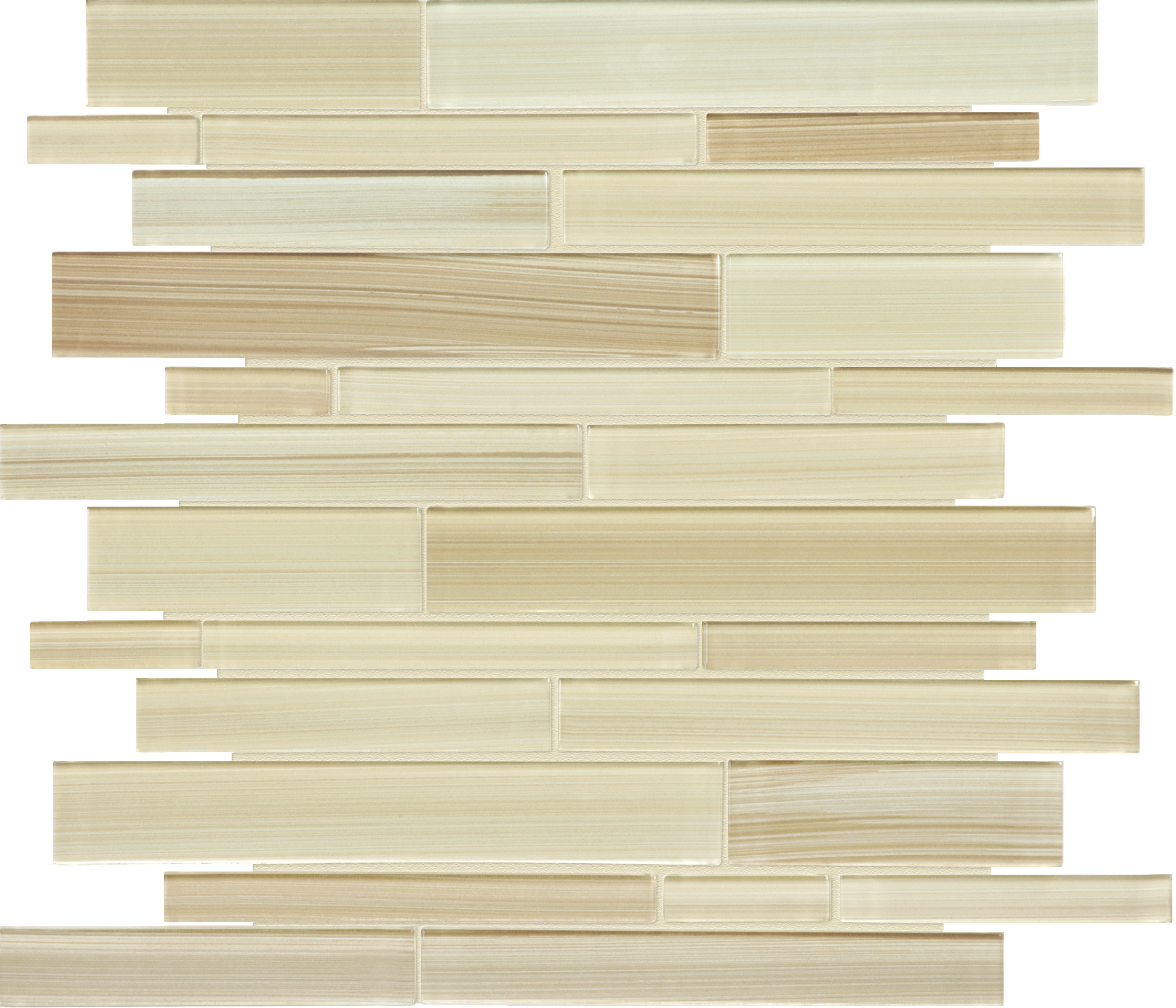 sand random strip pattern fused glass mosaic from fusion anatolia collection distributed by surface group international glossy finish rounded edge mesh shape