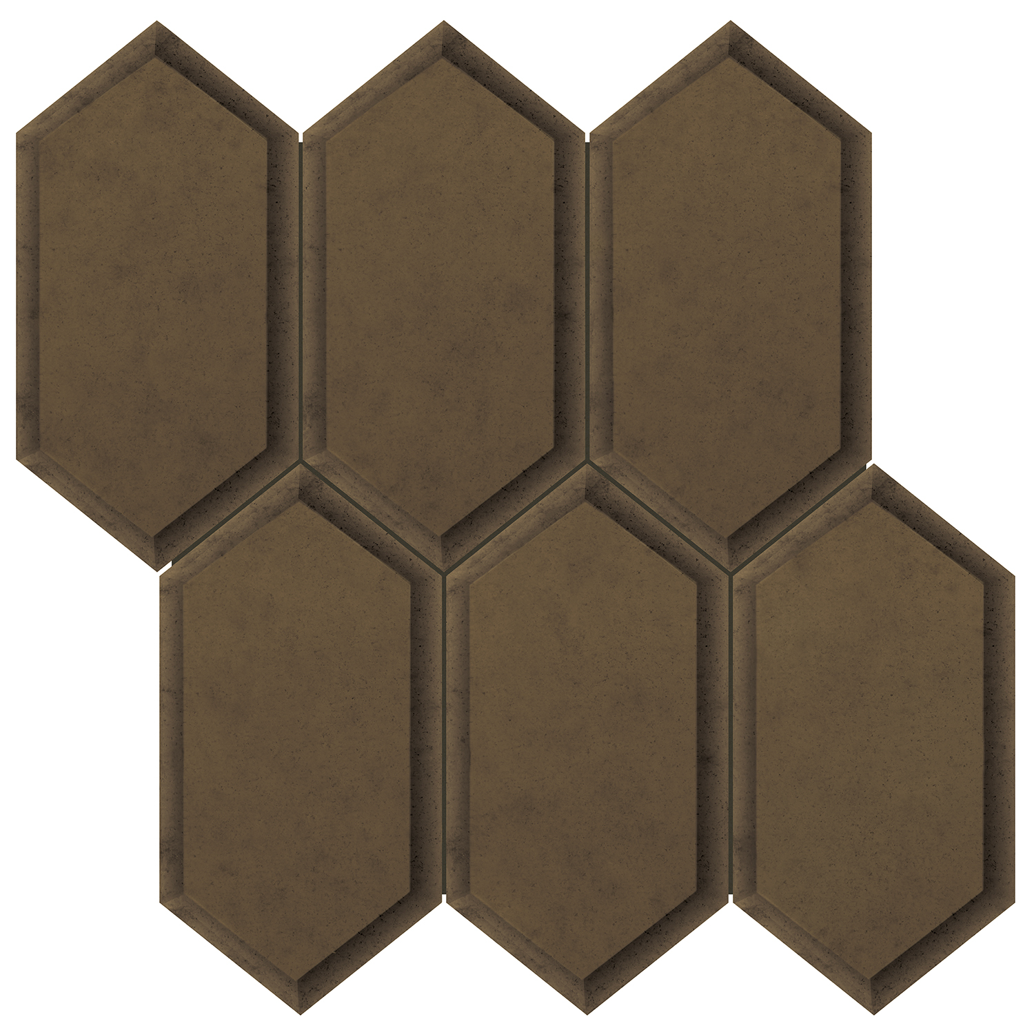 antique bronze hexagon pattern fused glass mosaic from obsidian anatolia collection distributed by surface group international glossy finish beveled edge mesh shape