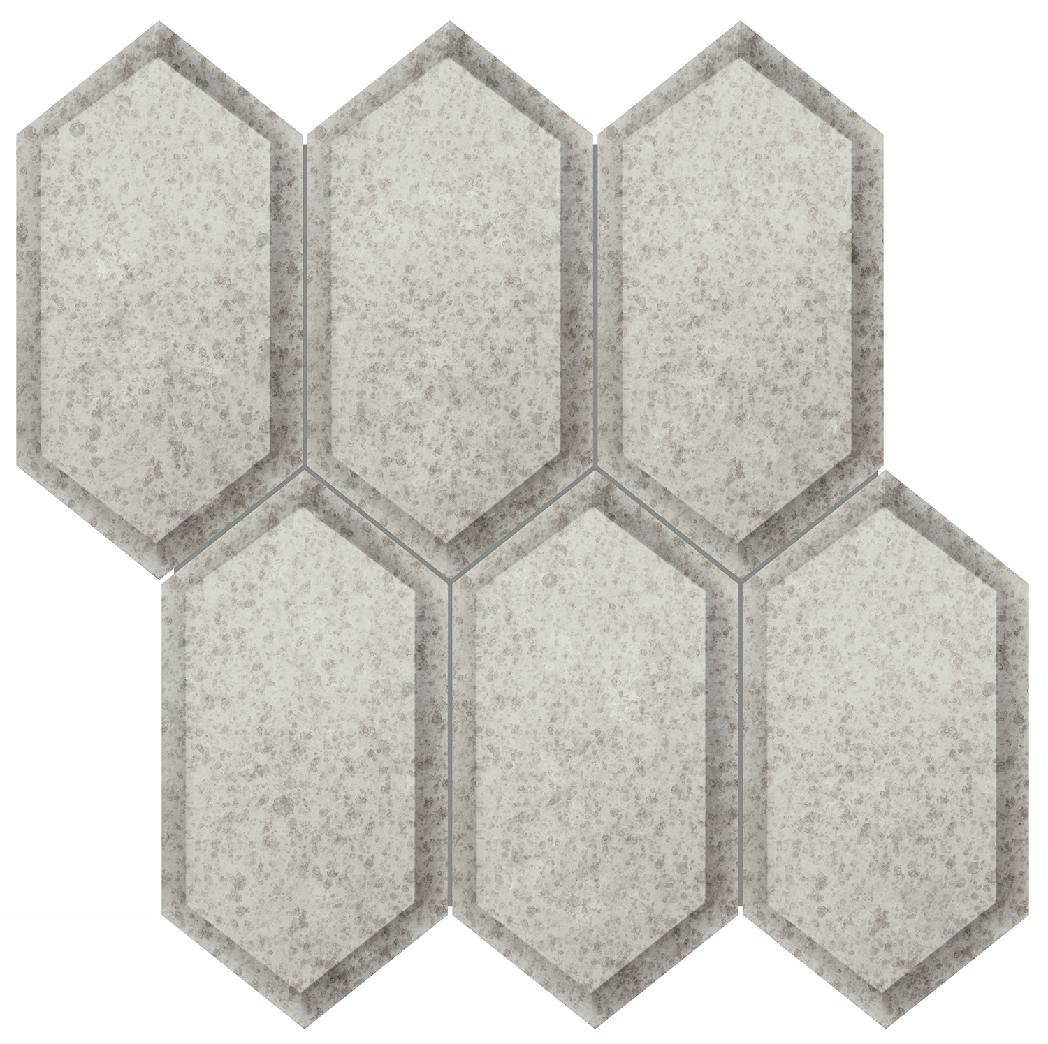 antique silver hexagon pattern fused glass mosaic from obsidian anatolia collection distributed by surface group international glossy finish beveled edge mesh shape