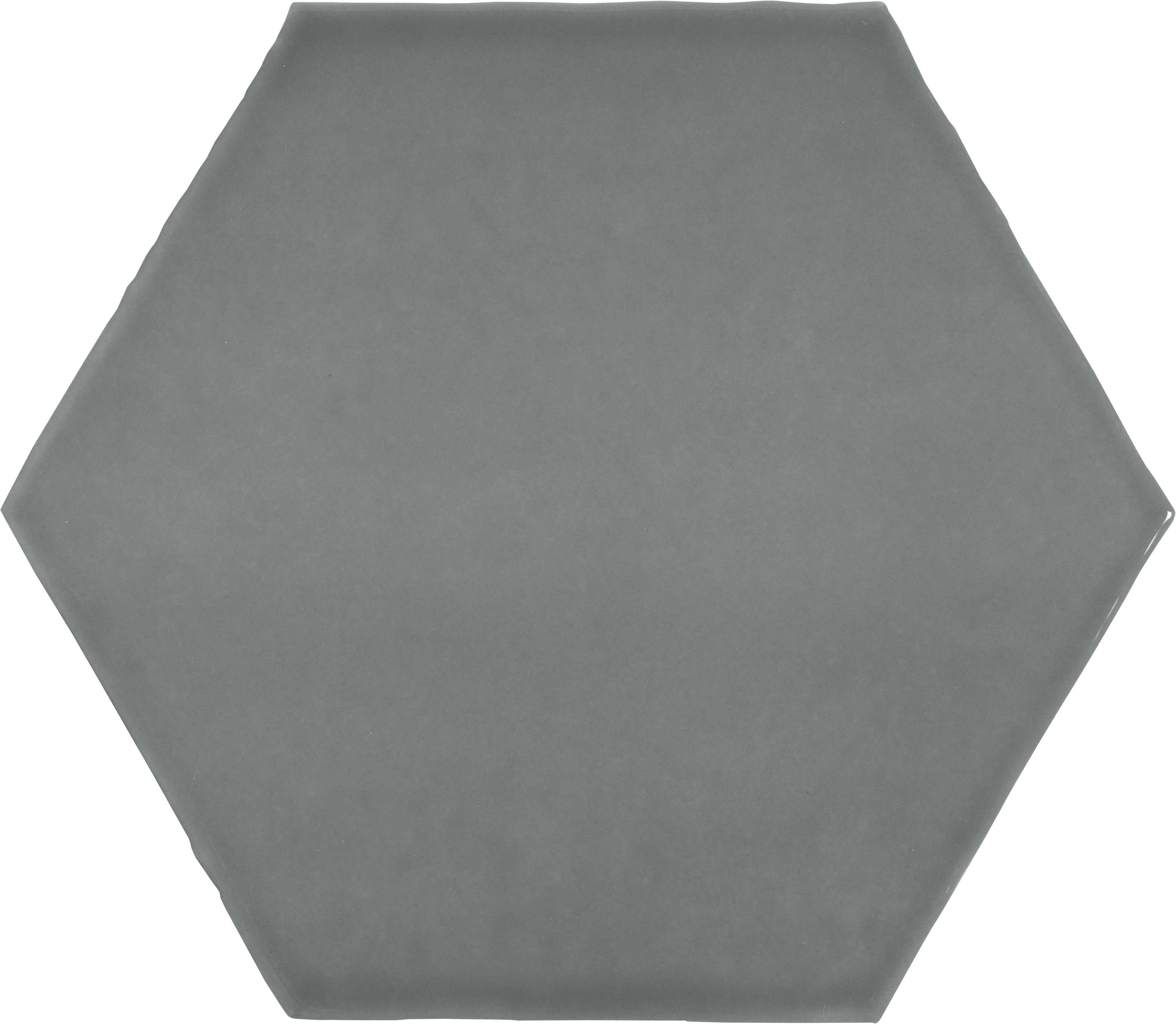 charcoal pattern glazed ceramic field tile from teramoda anatolia collection distributed by surface group international glossy finish pressed edge 6-inch hexagon shape