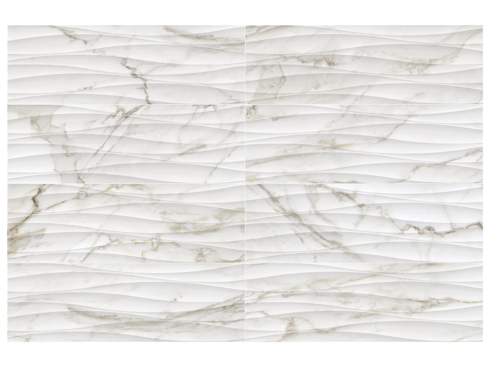calacatta dolce embossed pattern glazed ceramic wall tile from raffino anatolia collection distributed by surface group international matte finish rectified edge 12x36 rectangle shape