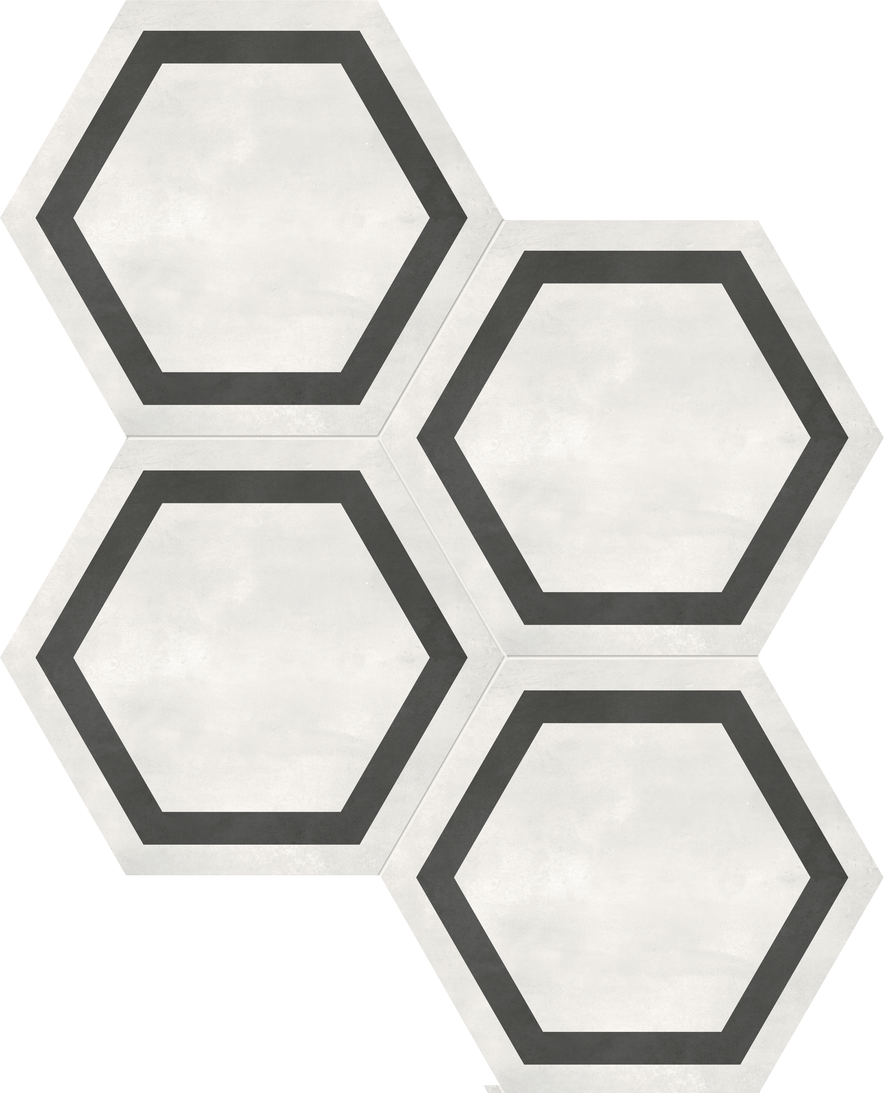 ivory print pattern glazed porcelain deco tile from form anatolia collection distributed by surface group international matte finish pressed edge 7-inch hexagon shape