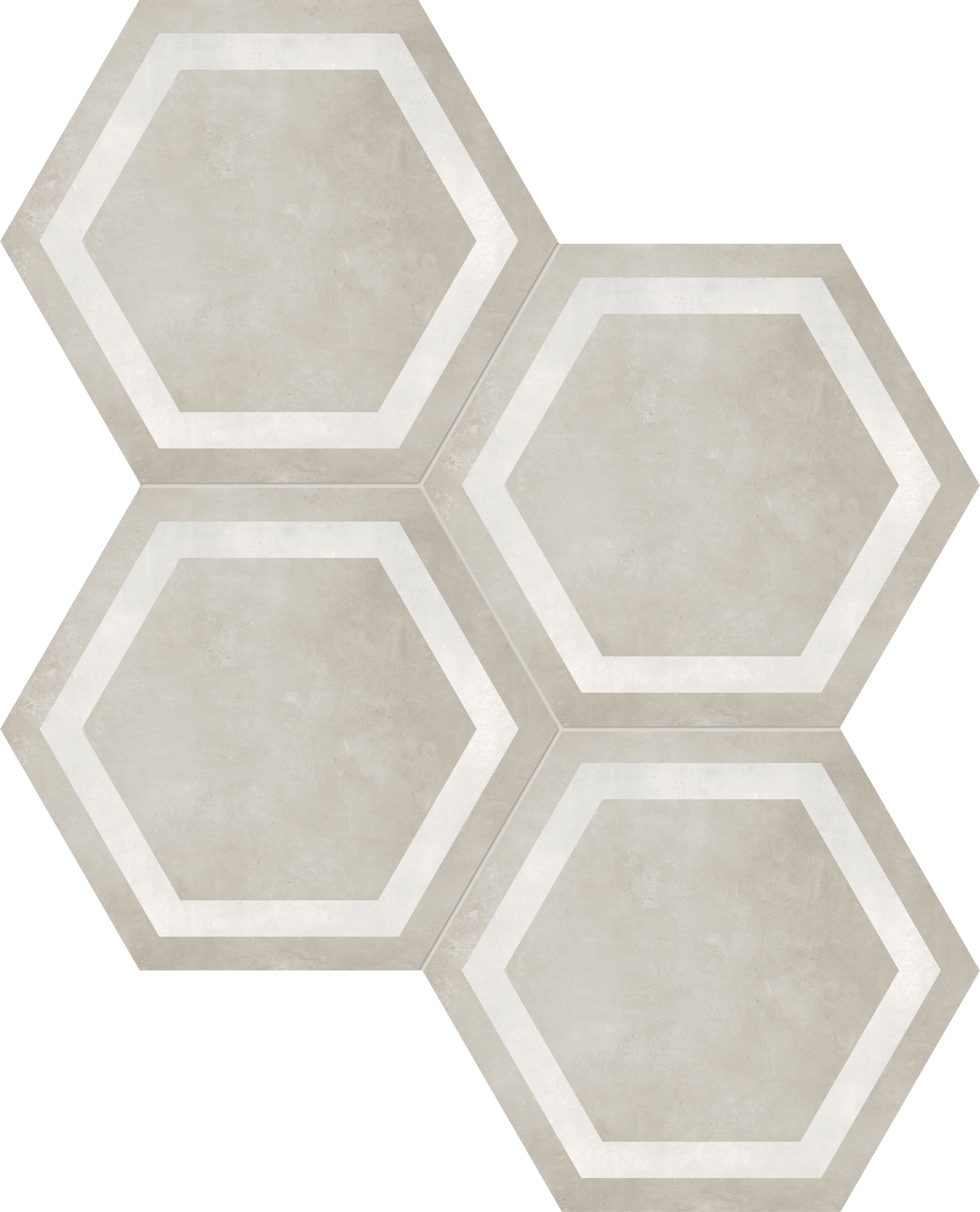 sand print pattern glazed porcelain deco tile from form anatolia collection distributed by surface group international matte finish pressed edge 7-inch hexagon shape
