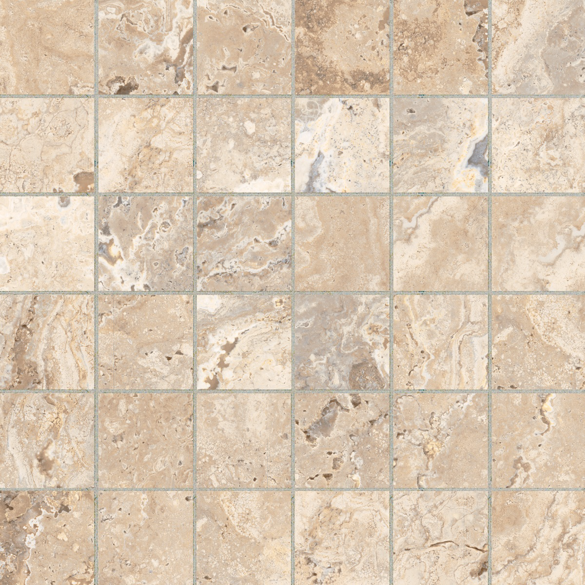 ivory straight stack 2x2-inch pattern glazed porcelain mosaic from antico anatolia collection distributed by surface group international matte finish straight edge edge mesh shape