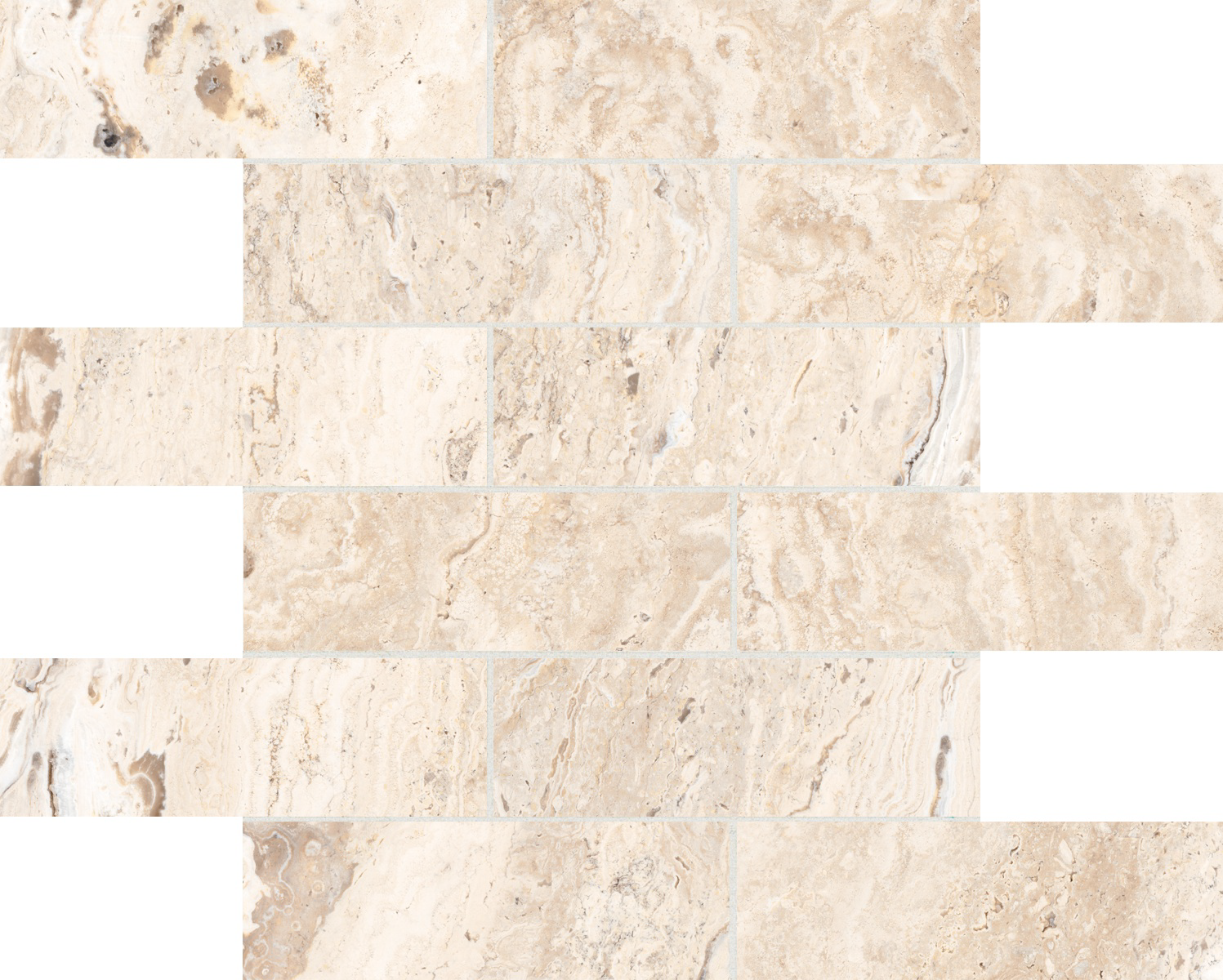 sand brick offset 2x6-inch pattern glazed porcelain mosaic from antico anatolia collection distributed by surface group international matte finish straight edge edge mesh shape