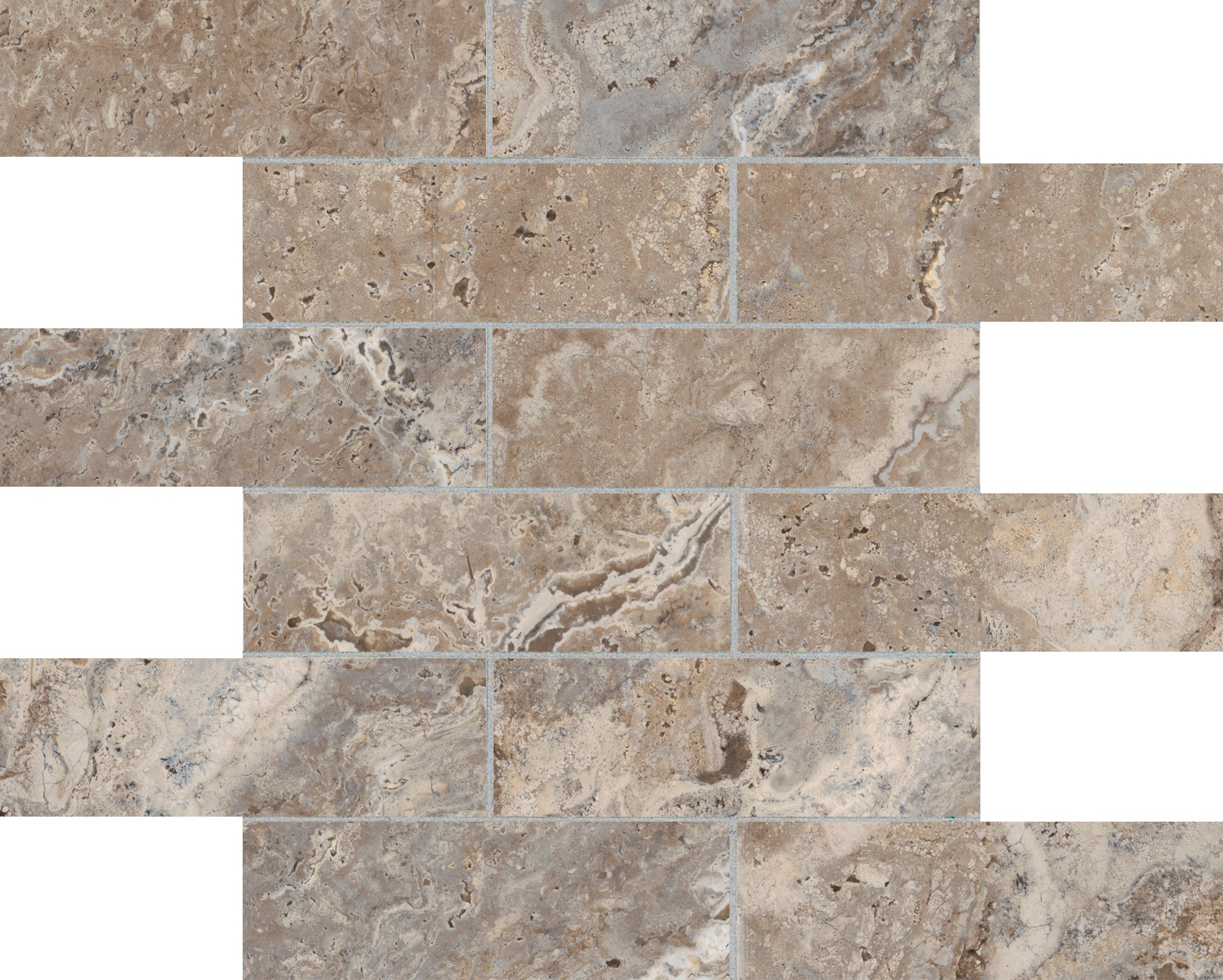 walnut brick offset 2x6-inch pattern glazed porcelain mosaic from antico anatolia collection distributed by surface group international matte finish straight edge edge mesh shape