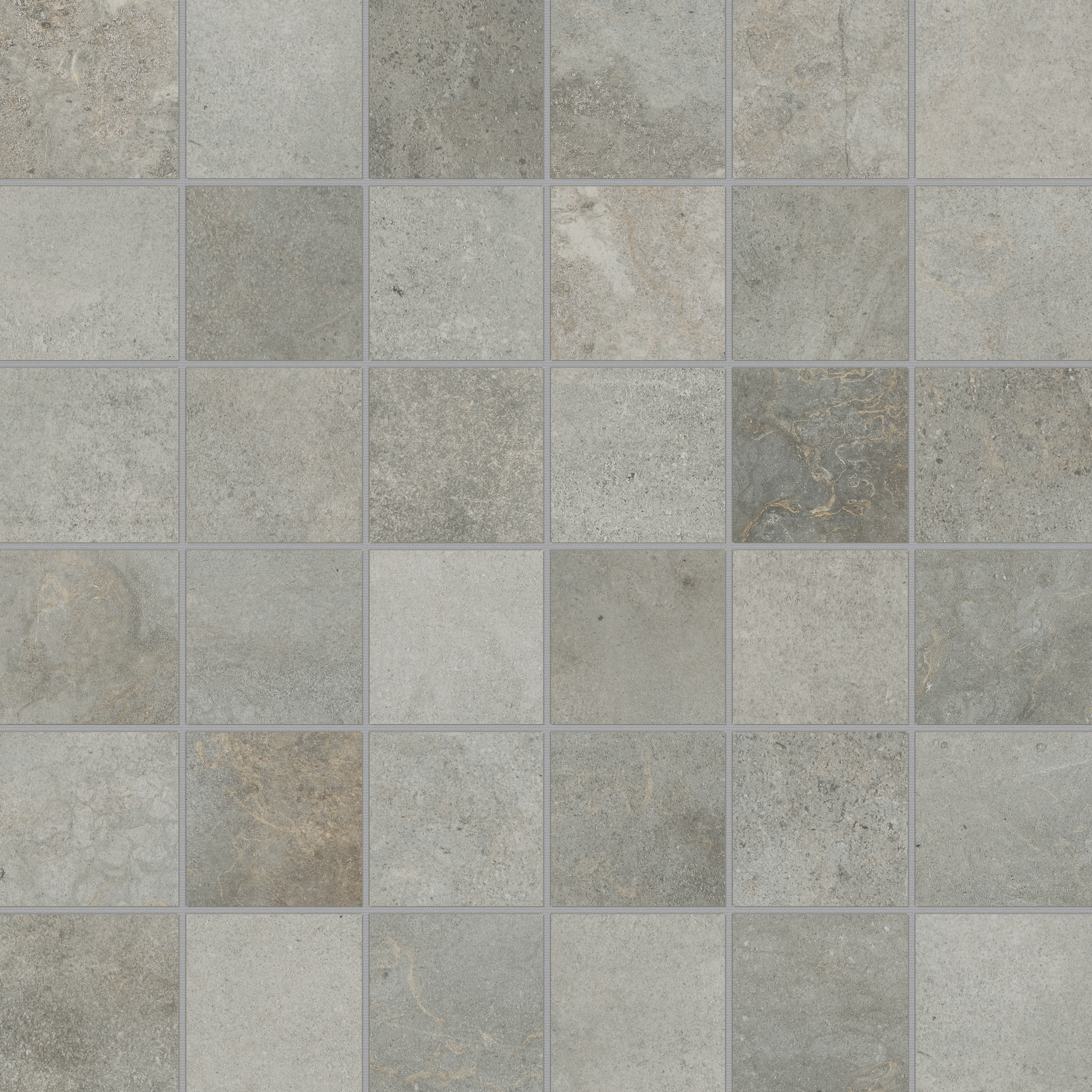 chromium straight stack 2x2-inch pattern color body porcelain mosaic from ceraforge anatolia collection distributed by surface group international matte finish straight edge edge mesh shape
