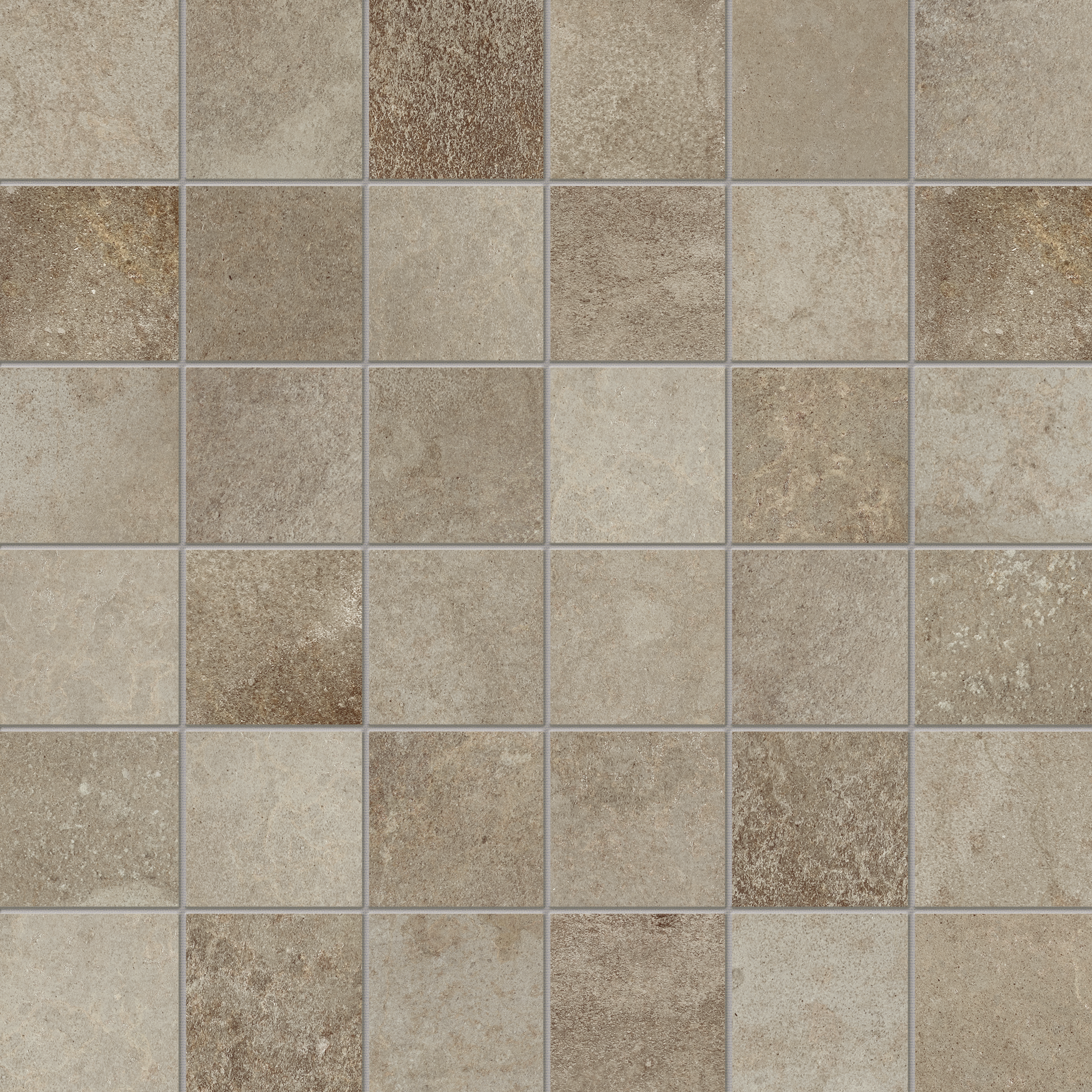 iron straight stack 2x2-inch pattern color body porcelain mosaic from ceraforge anatolia collection distributed by surface group international matte finish straight edge edge mesh shape
