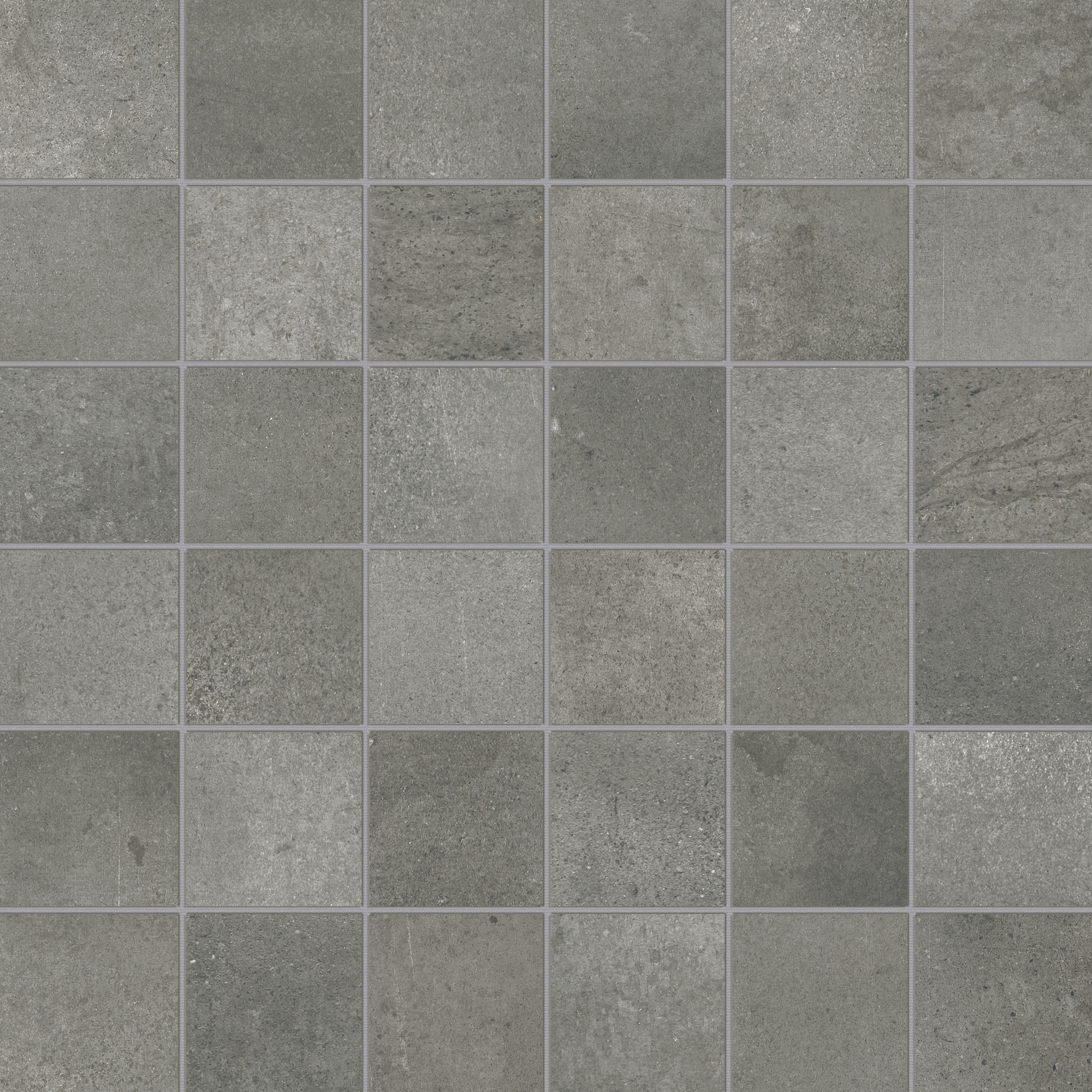 titanium straight stack 2x2-inch pattern color body porcelain mosaic from ceraforge anatolia collection distributed by surface group international matte finish straight edge edge mesh shape