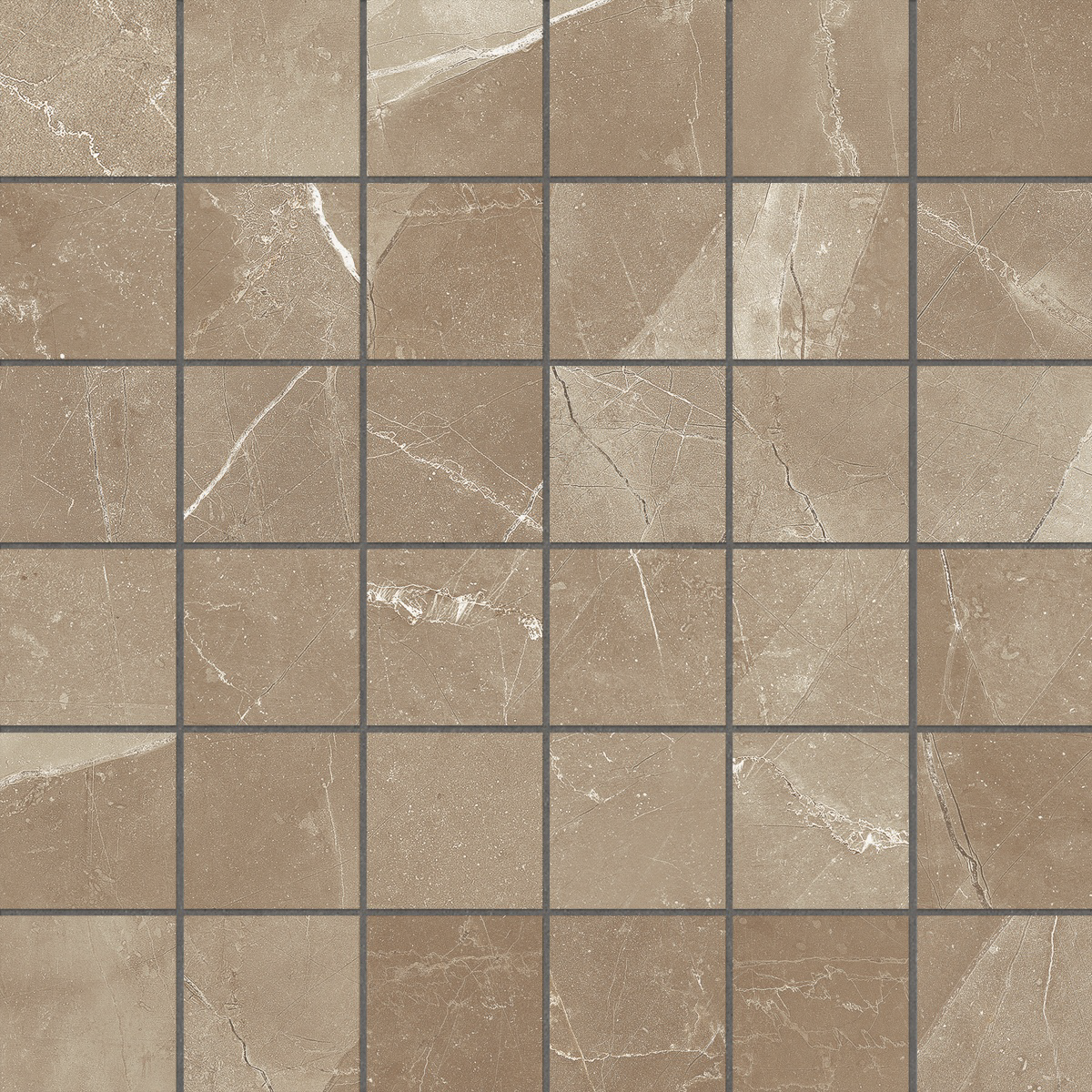 pulpis moca straight stack 2x2-inch pattern glazed porcelain mosaic from classic anatolia collection distributed by surface group international matte finish straight edge edge mesh shape