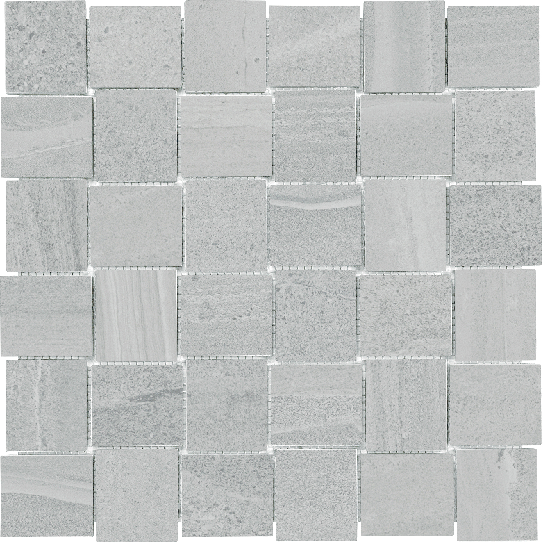 ice basketweave 2x2-inch pattern glazed porcelain mosaic from davenport anatolia collection distributed by surface group international matte finish straight edge edge mesh shape