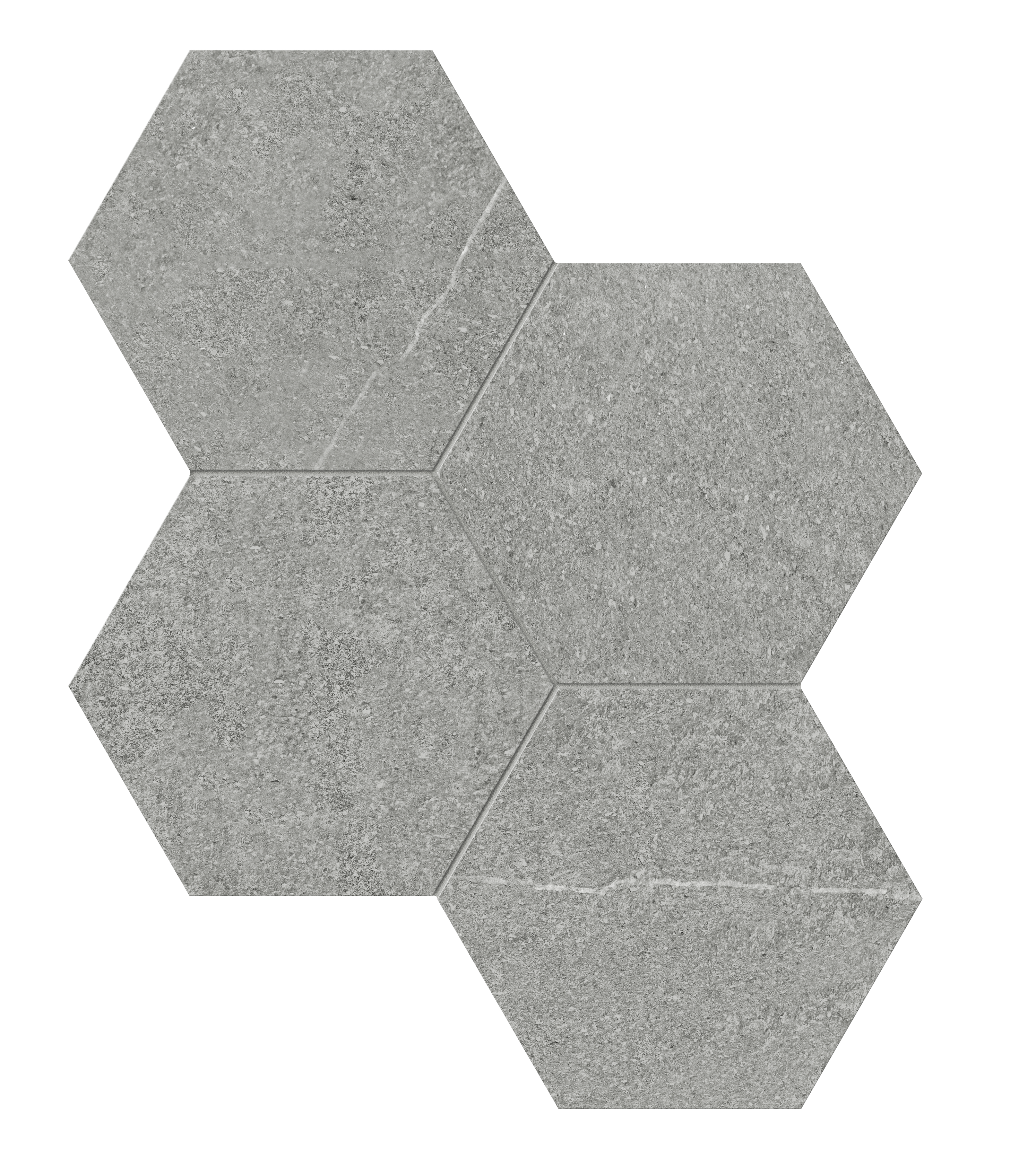 mica hexagon 6-inch pattern color body porcelain mosaic from mjork anatolia collection distributed by surface group international matte finish straight edge edge mesh shape