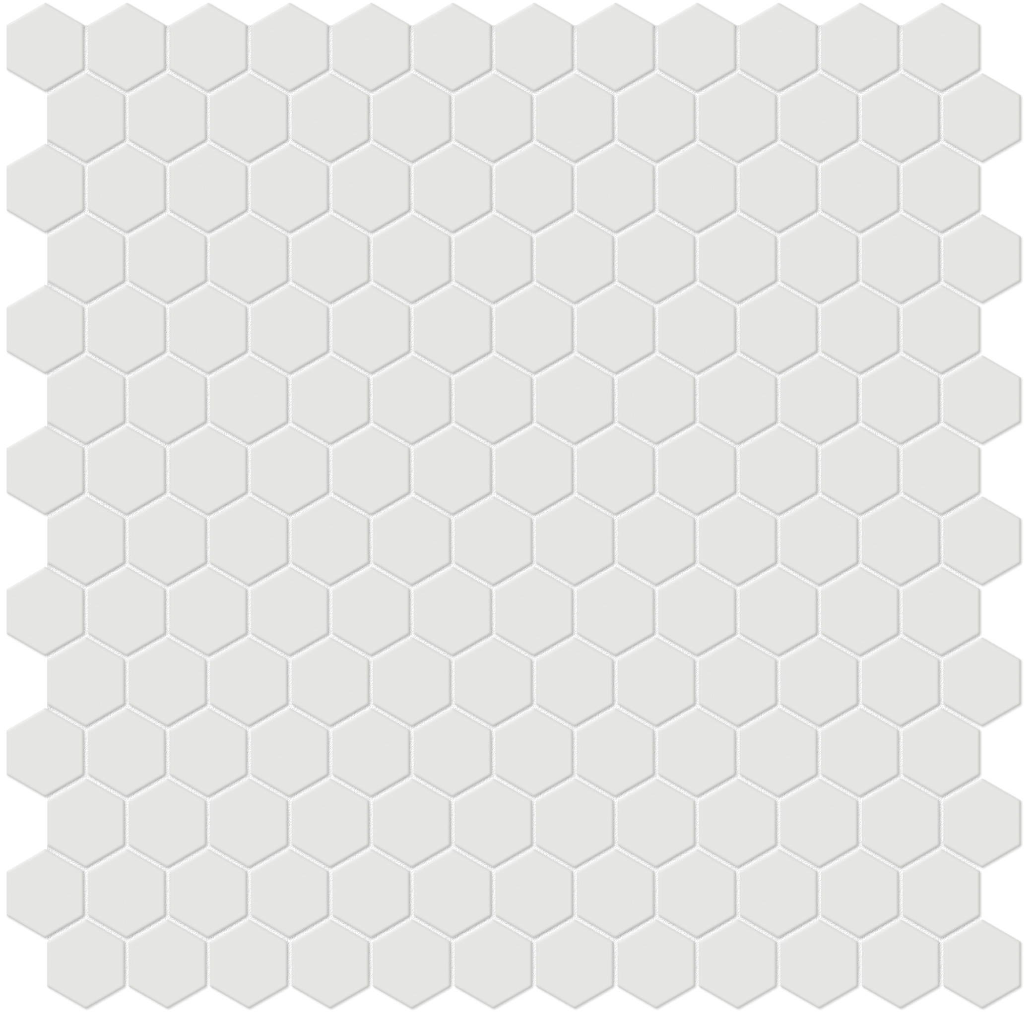 vintage grey hexagon 1-inch pattern glazed porcelain mosaic from soho anatolia collection distributed by surface group international matte finish pressed edge mesh shape