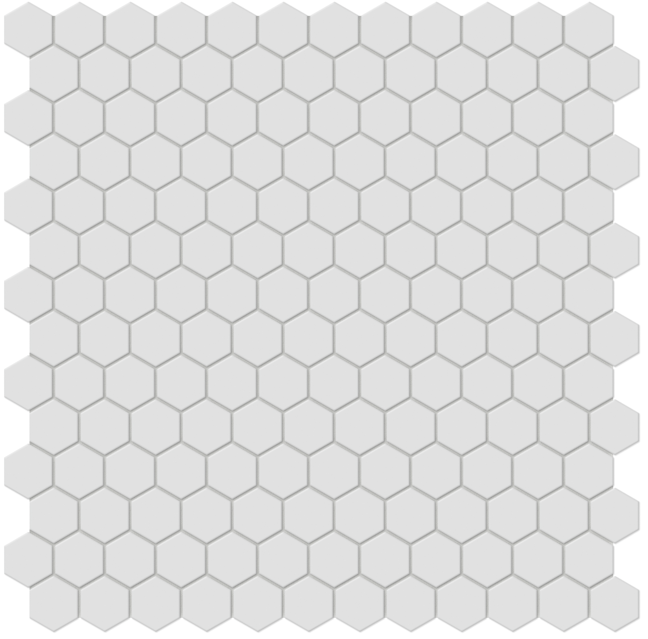 gallery grey hexagon 1-inch pattern glazed porcelain mosaic from soho anatolia collection distributed by surface group international matte finish pressed edge mesh shape