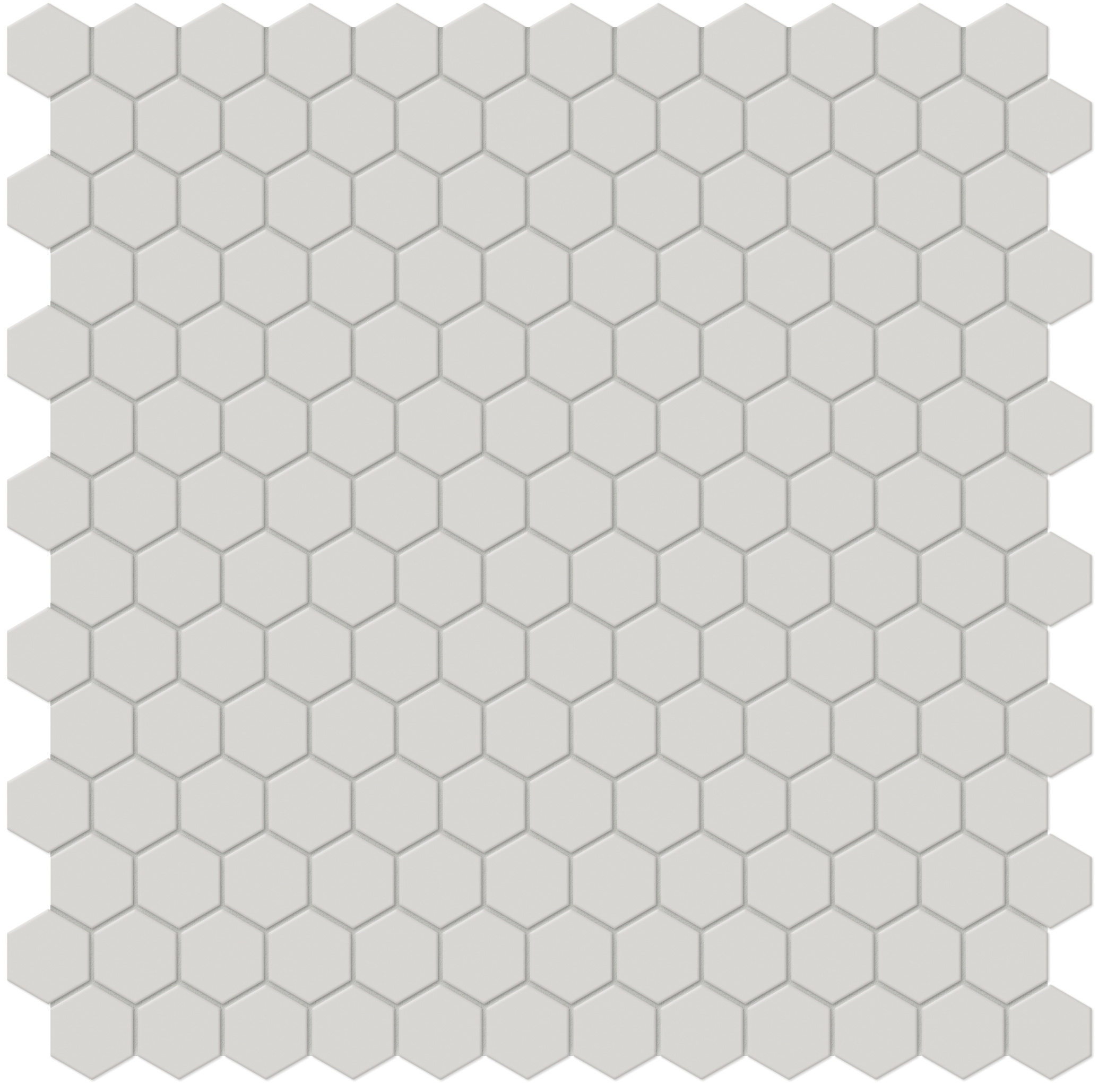 halo grey hexagon 1-inch pattern glazed porcelain mosaic from soho anatolia collection distributed by surface group international matte finish pressed edge mesh shape
