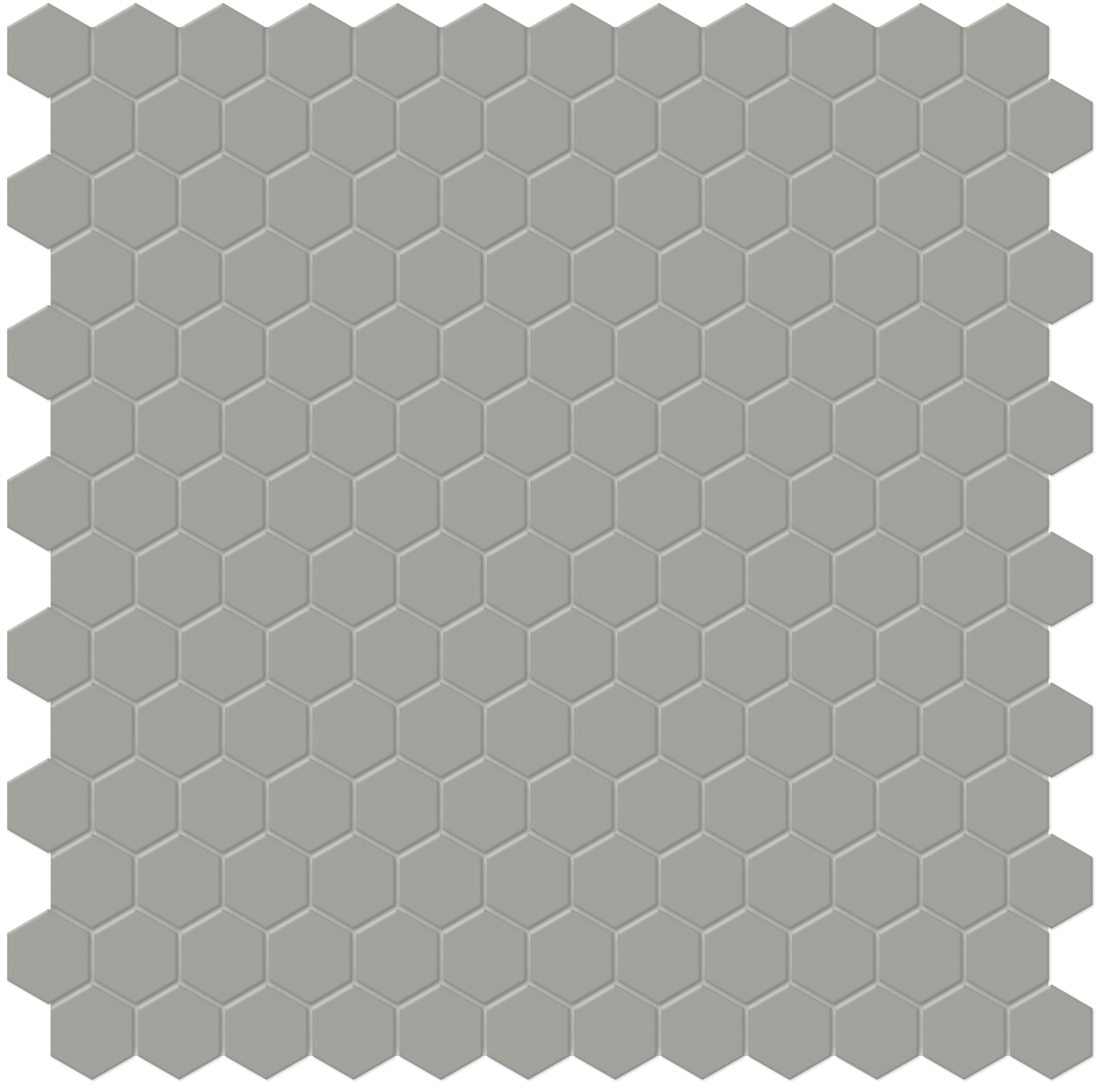 cement chic hexagon 1-inch pattern glazed porcelain mosaic from soho anatolia collection distributed by surface group international matte finish pressed edge mesh shape