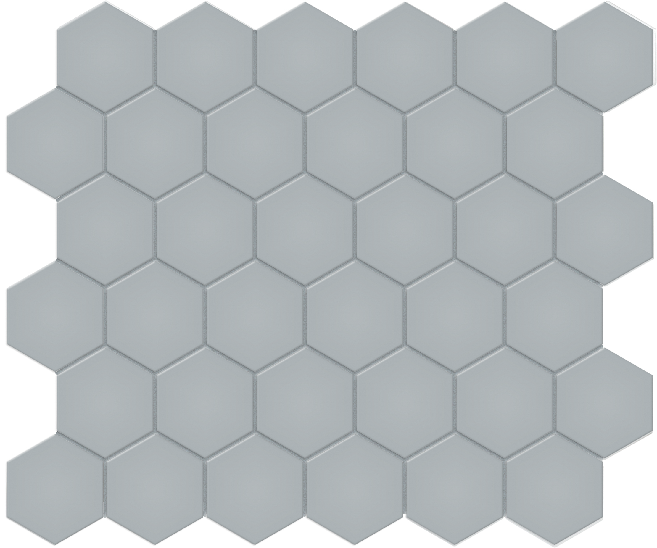 cloud blue hexagon 2-inch pattern glazed porcelain mosaic from soho anatolia collection distributed by surface group international matte finish pressed edge mesh shape