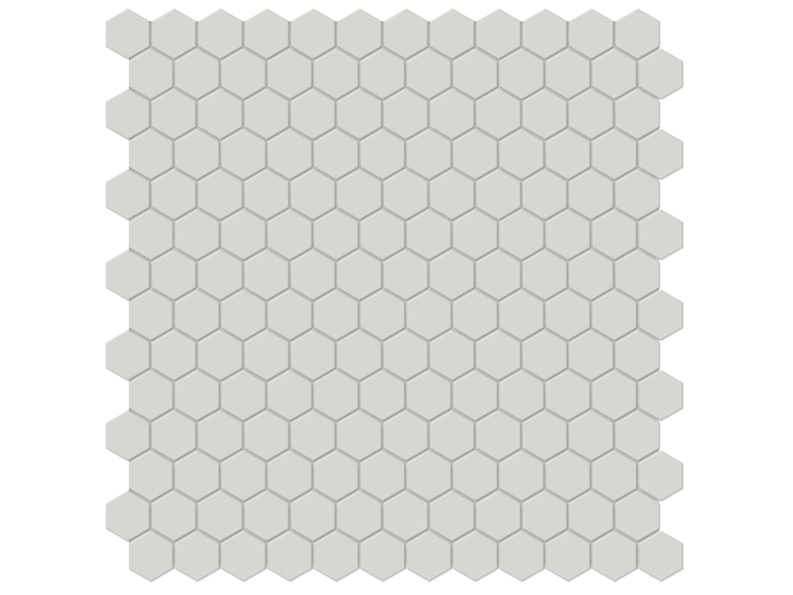 halo grey hexagon 2-inch pattern unglazed porcelain mosaic from soho anatolia collection distributed by surface group international matte finish pressed edge mesh shape