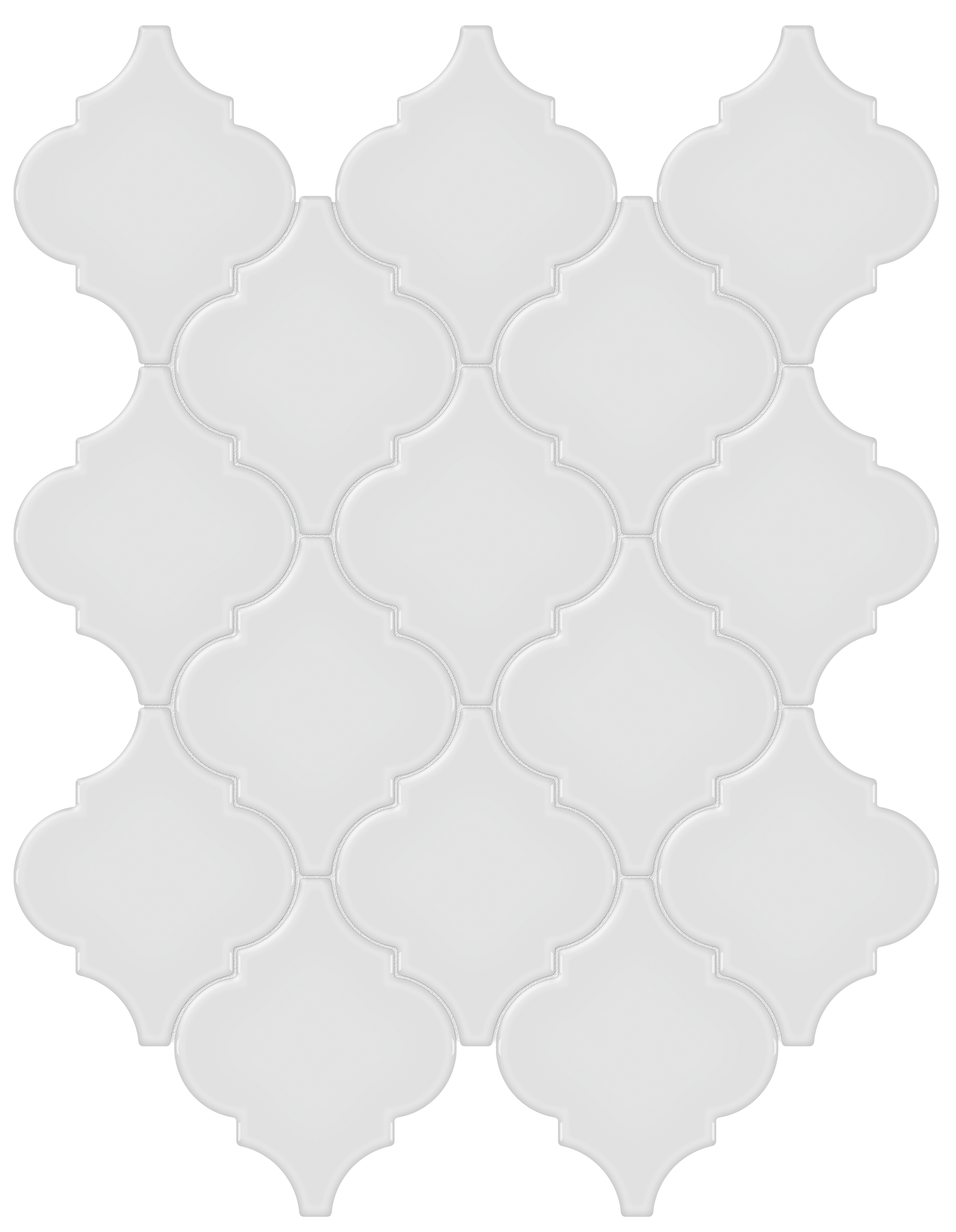 gallery grey arabesque pattern glazed porcelain mosaic from soho anatolia collection distributed by surface group international glossy finish pressed edge mesh shape