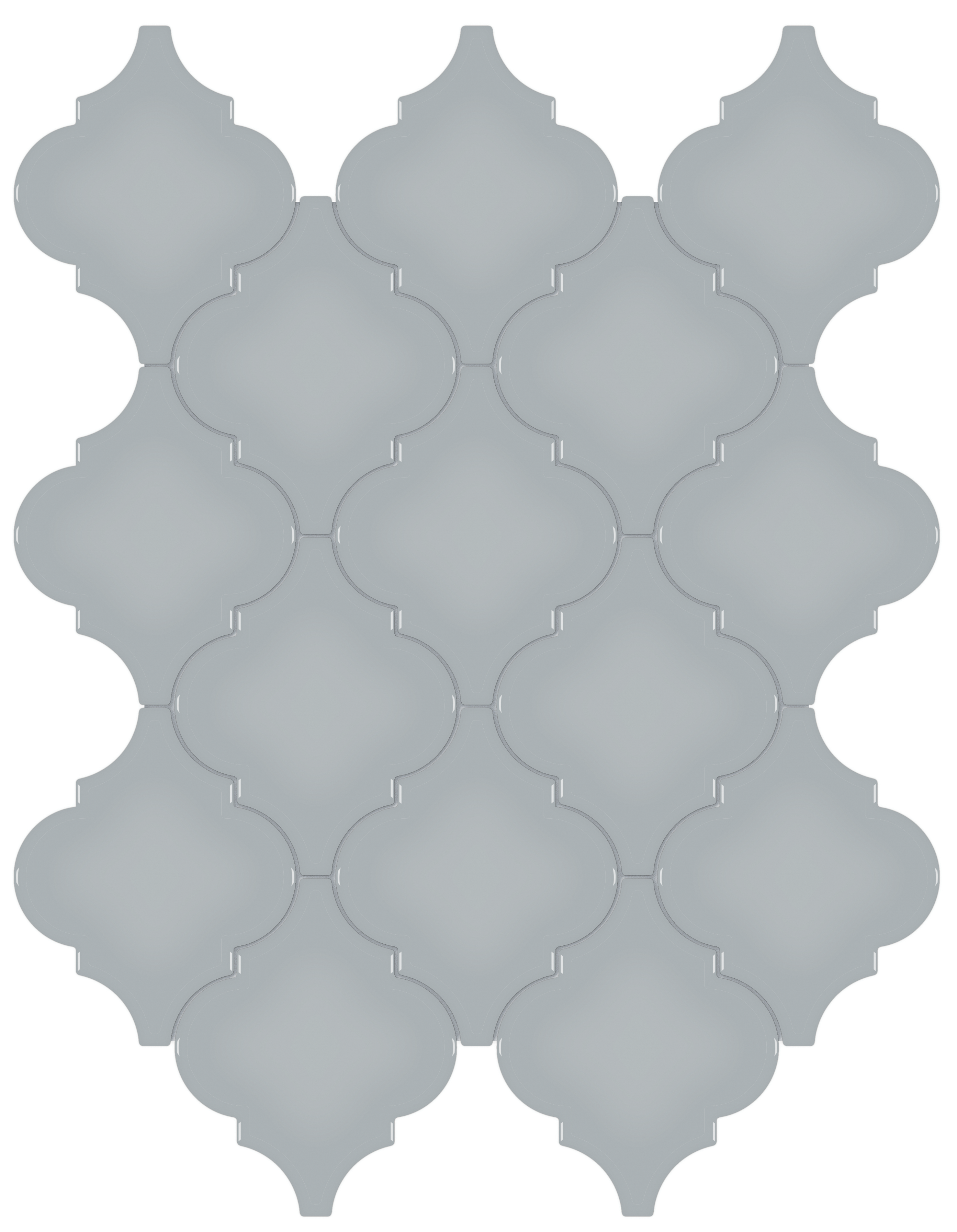 cloud blue arabesque pattern glazed porcelain mosaic from soho anatolia collection distributed by surface group international glossy finish pressed edge mesh shape
