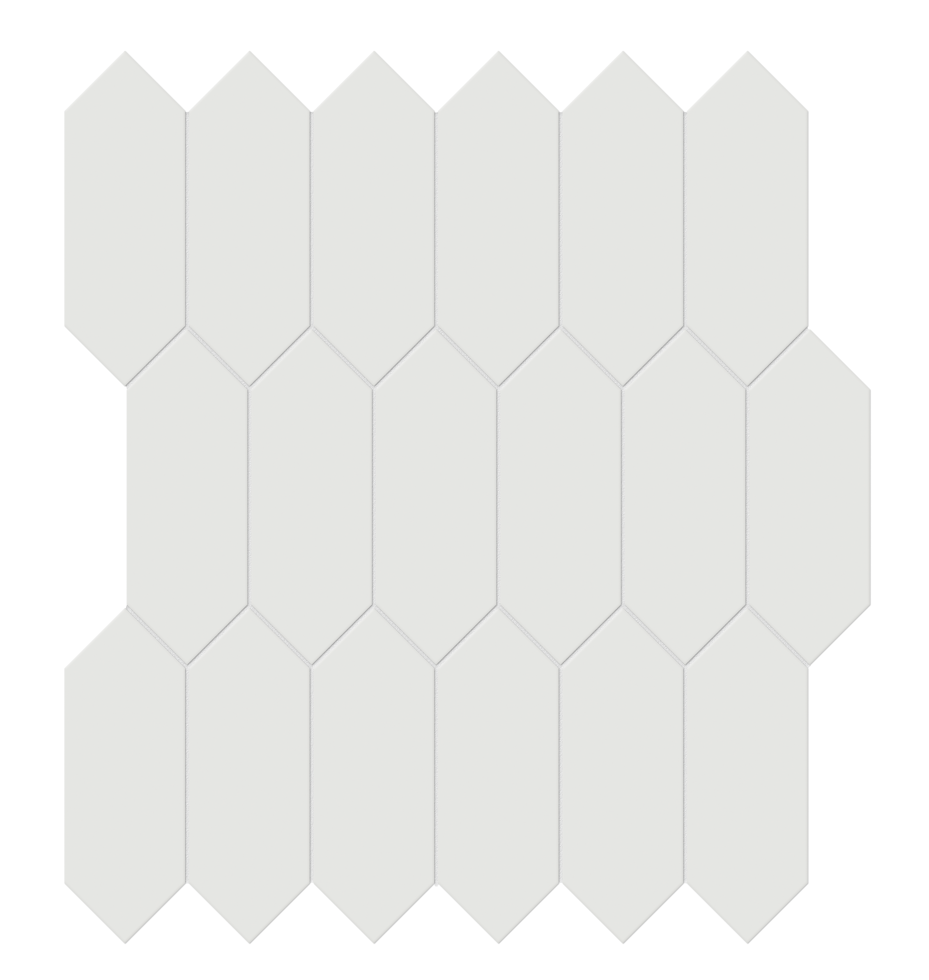 vintage grey picket 2x5-inch pattern glazed porcelain mosaic from soho anatolia collection distributed by surface group international glossy finish pressed edge mesh shape