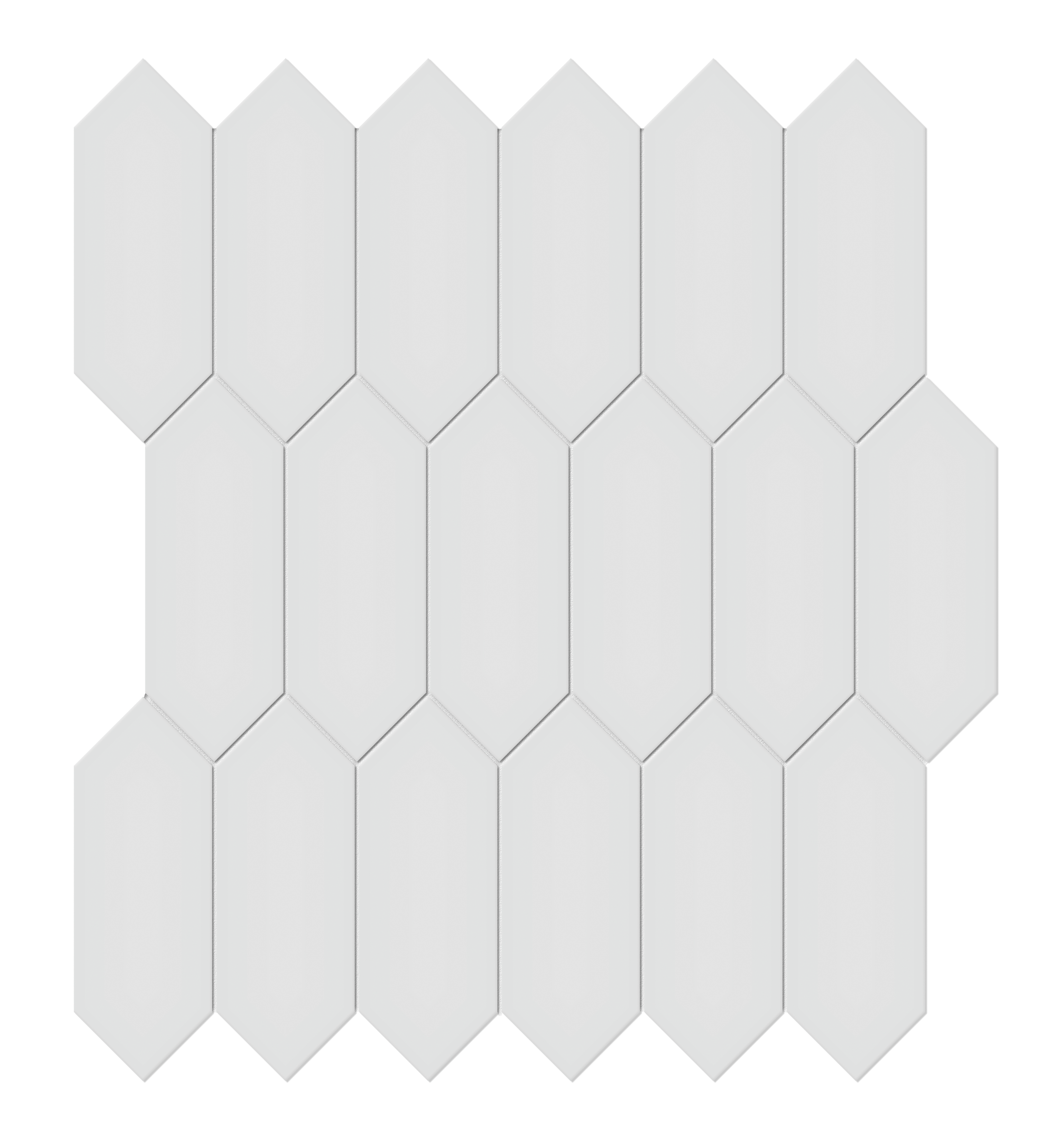 gallery grey picket 2x5-inch pattern glazed porcelain mosaic from soho anatolia collection distributed by surface group international glossy finish pressed edge mesh shape