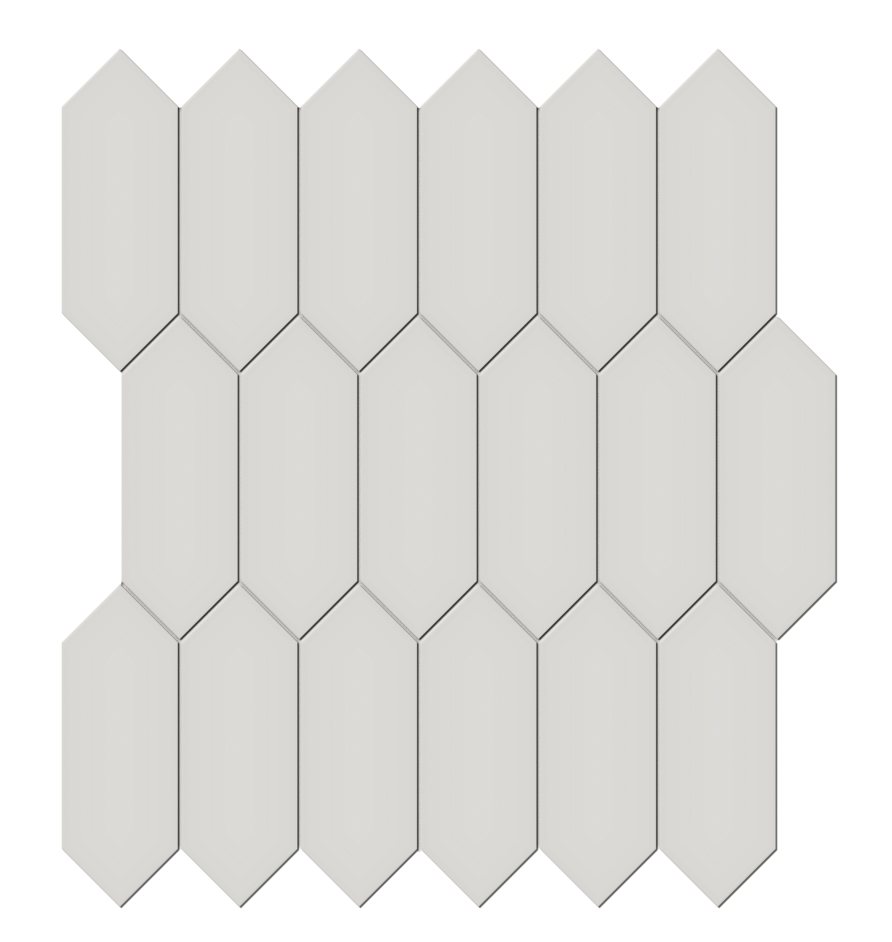 halo grey picket 2x5-inch pattern glazed porcelain mosaic from soho anatolia collection distributed by surface group international glossy finish pressed edge mesh shape
