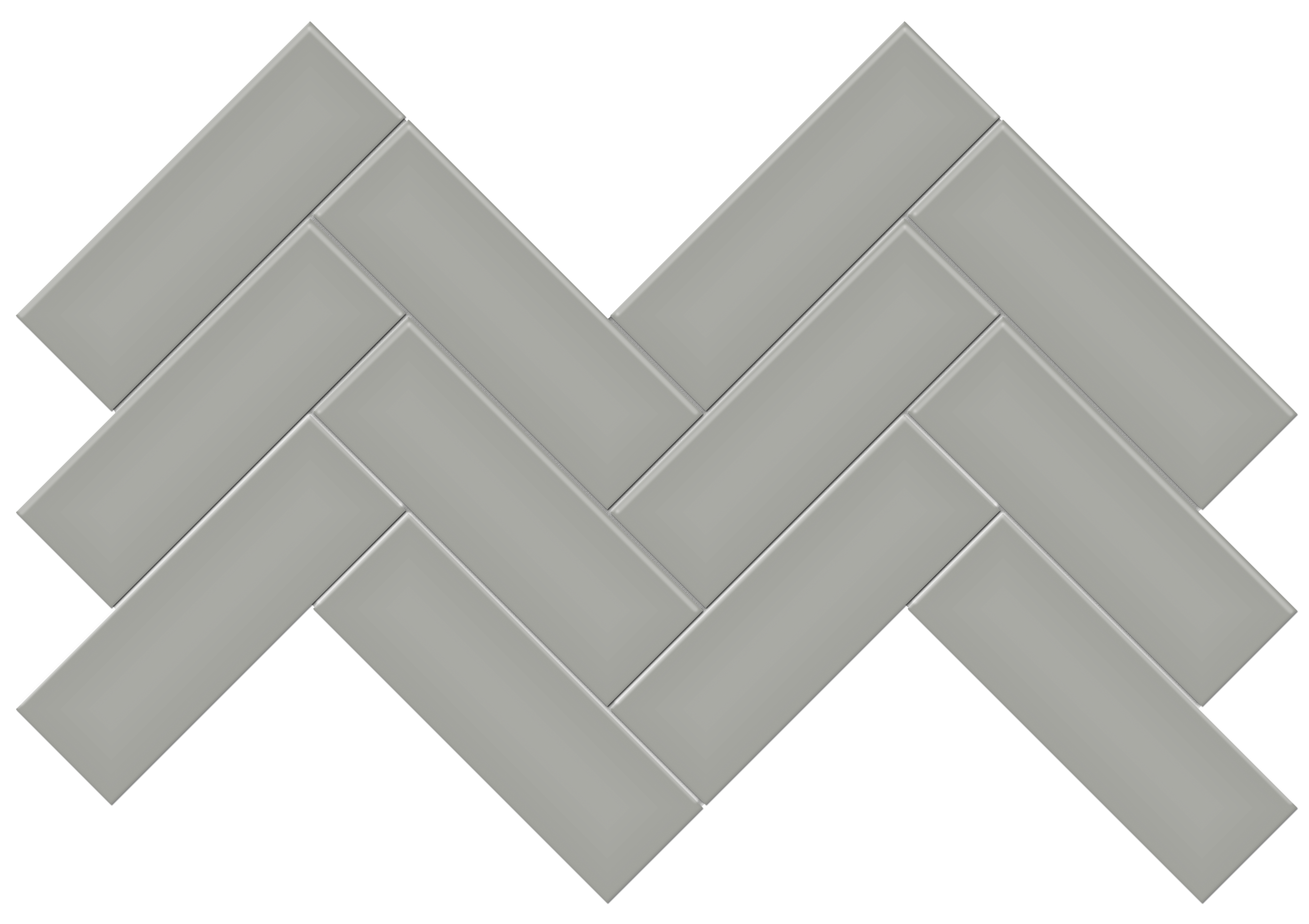 cement chic herringbone 2x6-inch pattern glazed porcelain mosaic from soho anatolia collection distributed by surface group international glossy finish pressed edge mesh shape
