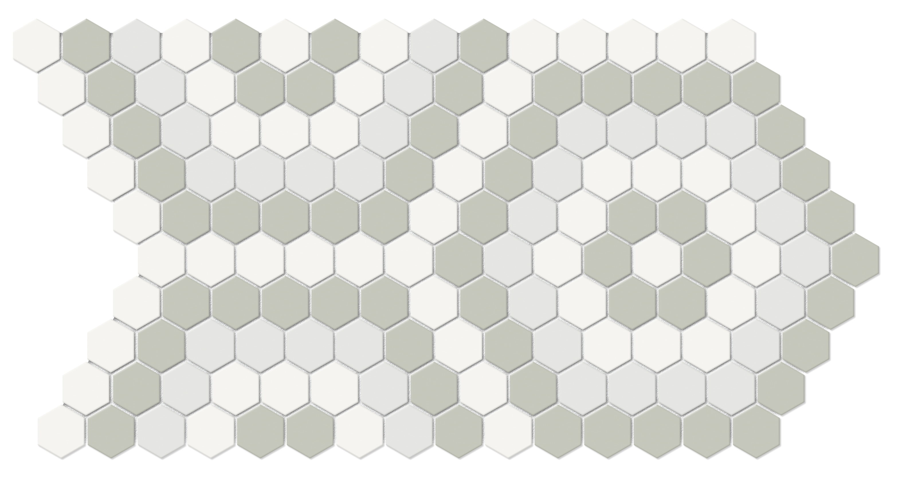morning hexagon pattern glazed porcelain mosaic print blend from soho anatolia collection distributed by surface group international matte finish pressed edge mesh shape