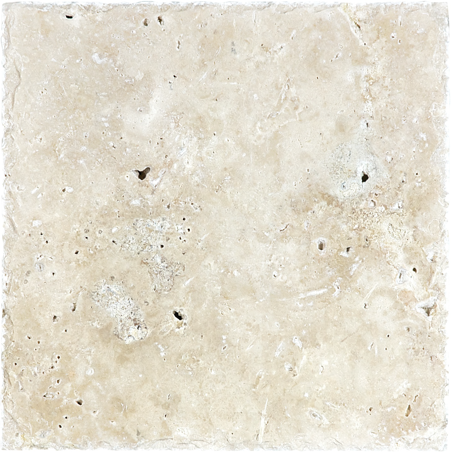 travertine pattern natural stone field tile from ivory anatolia collection distributed by surface group international brushed finish chiseled edge 8x8 square shape
