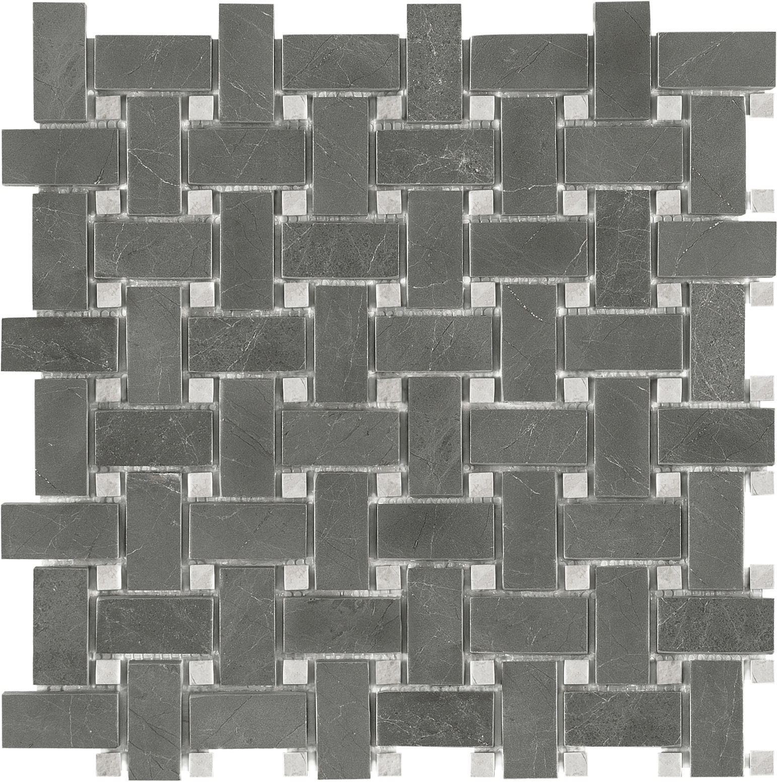 marble basketweave 2x2-inch pattern natural stone mosaic from stark carbon anatolia collection distributed by surface group international polished finish straight edge edge mesh shape