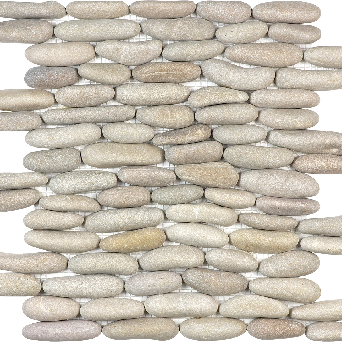BUY ONLINE: Zen Driftwood Tan Pebble Stacked Pebble Wall Mosaic |  10⅜\