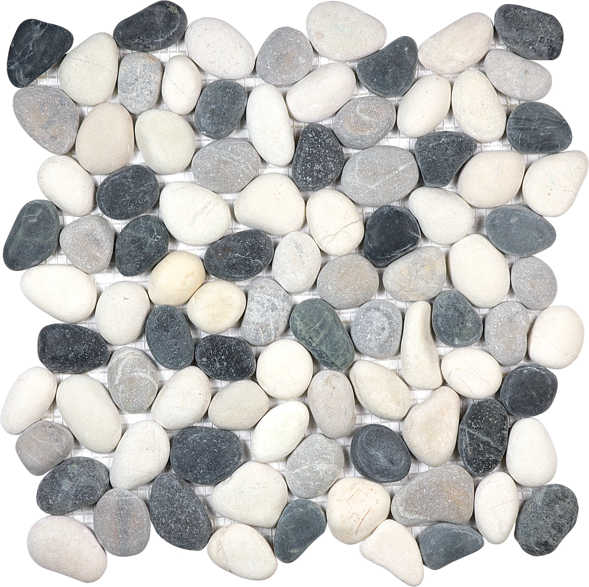 pebble tranquil cool natural pebble pattern natural stone mosaic from zen anatolia collection distributed by surface group international matte finish straight edge edge mesh shape