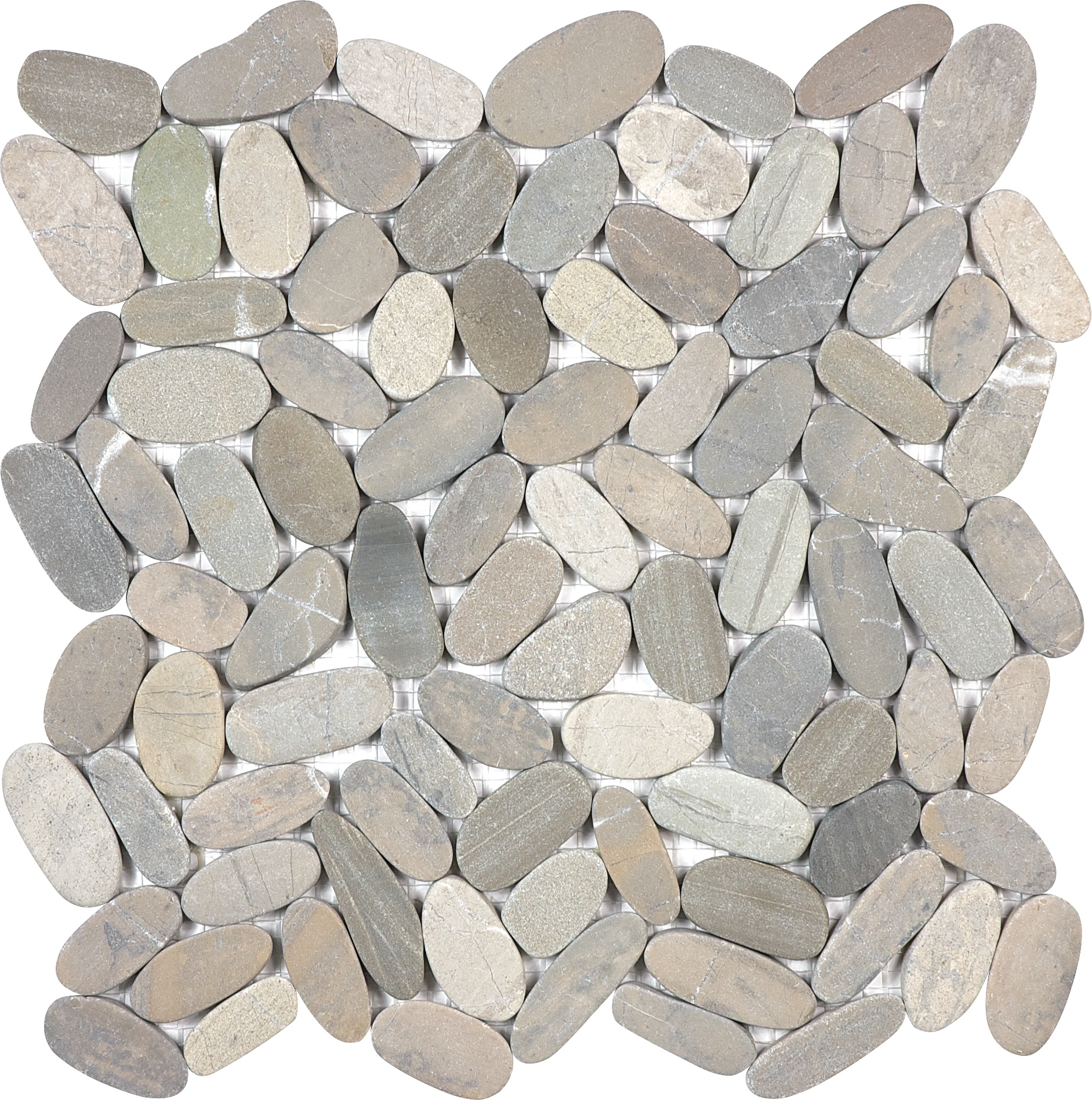 pebble vitality mica flat pebble pattern natural stone mosaic from zen anatolia collection distributed by surface group international matte finish straight edge edge mesh shape