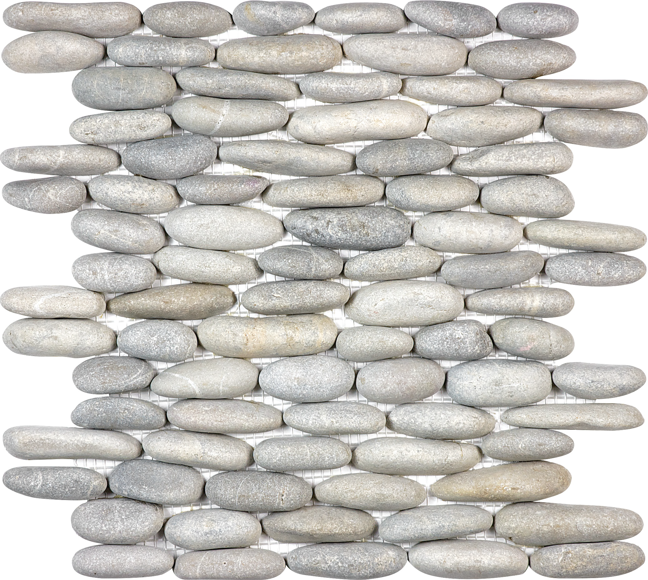 pebble vitality mica stacked pebble pattern natural stone wall mosaic from zen anatolia collection distributed by surface group international matte finish straight edge edge mesh shape