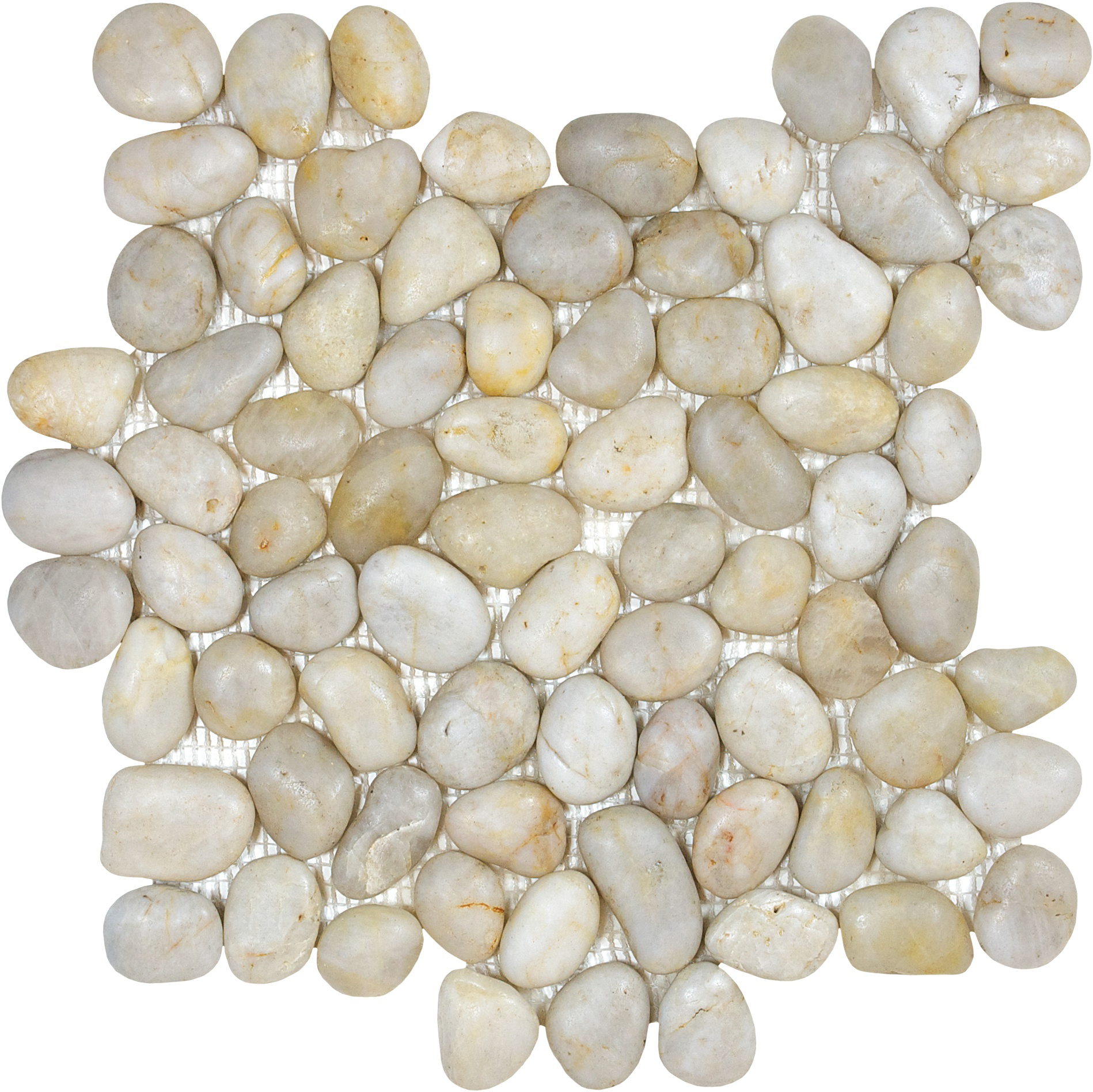 pebble fiji cream natural pebble pattern natural stone mosaic from zen anatolia collection distributed by surface group international matte finish straight edge edge mesh shape