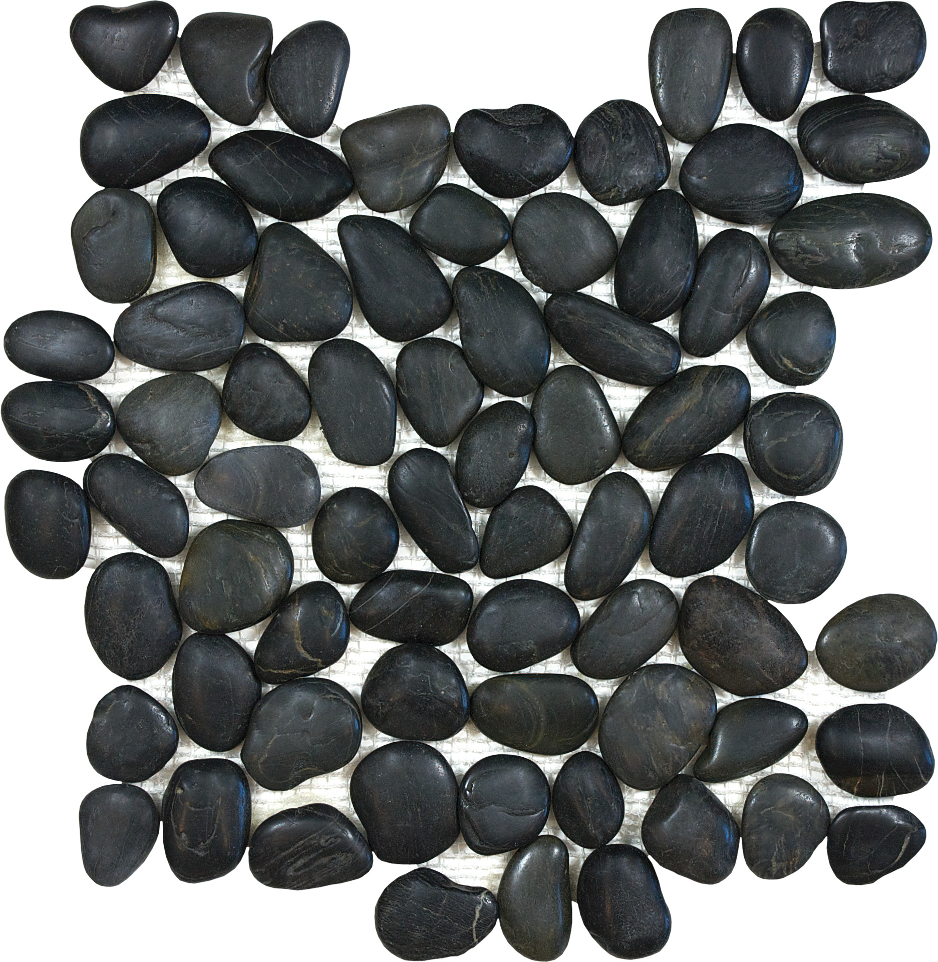 pebble tahitian black sand natural pebble pattern natural stone mosaic from zen anatolia collection distributed by surface group international matte finish straight edge edge mesh shape