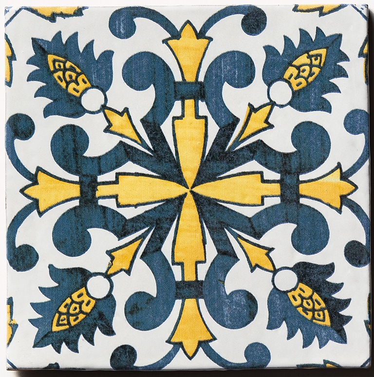 sintra 4 antique glazed terracotta deco tile size six by six sold by surface group manufactured by marble systems used for kitchen backsplashes living room accent walls and bathroom walls