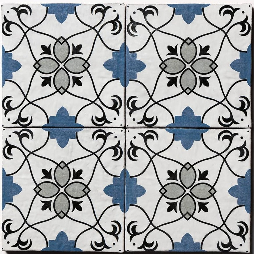 sintra 6 antique glazed terracotta deco tile size six by six sold by surface group manufactured by marble systems used for kitchen backsplashes living room accent walls and bathroom walls