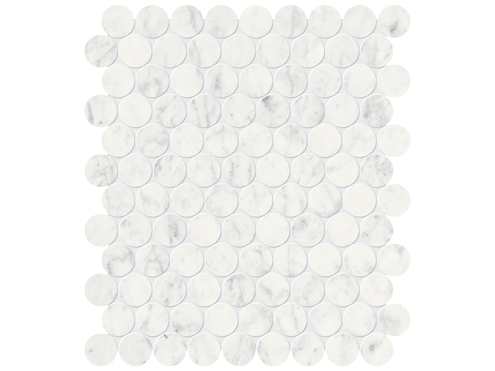 surface group anatolia marble eterna bianco 1&25 inch penny round natural stone mosaic polished straight edge mesh