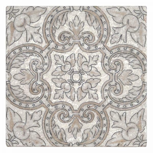 arya autumn ivory perle blanc natural limestone square shape deco tile size 12 by 12 inch for interior kitchen and bathroom vanity backsplash wall and floor wet areas distributed by surface group and produced by artistic tile in united states